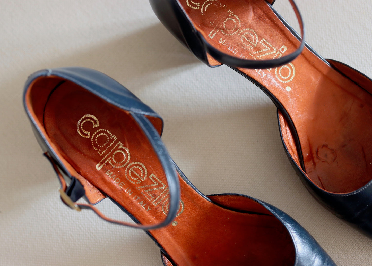 CAPEZIO | 1940s Style Blue Leather Ankle Strap Shoes | UK 4.5| US 7M