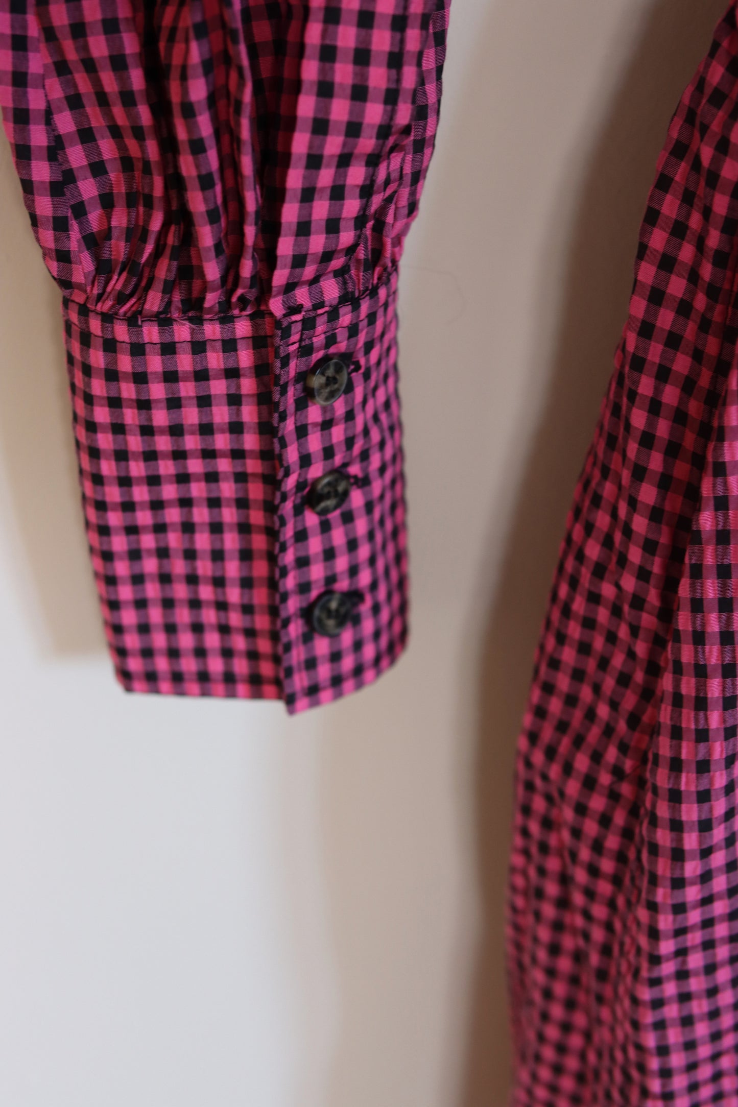 GANNI | Shirred Gingham Seersucker Midi Dress