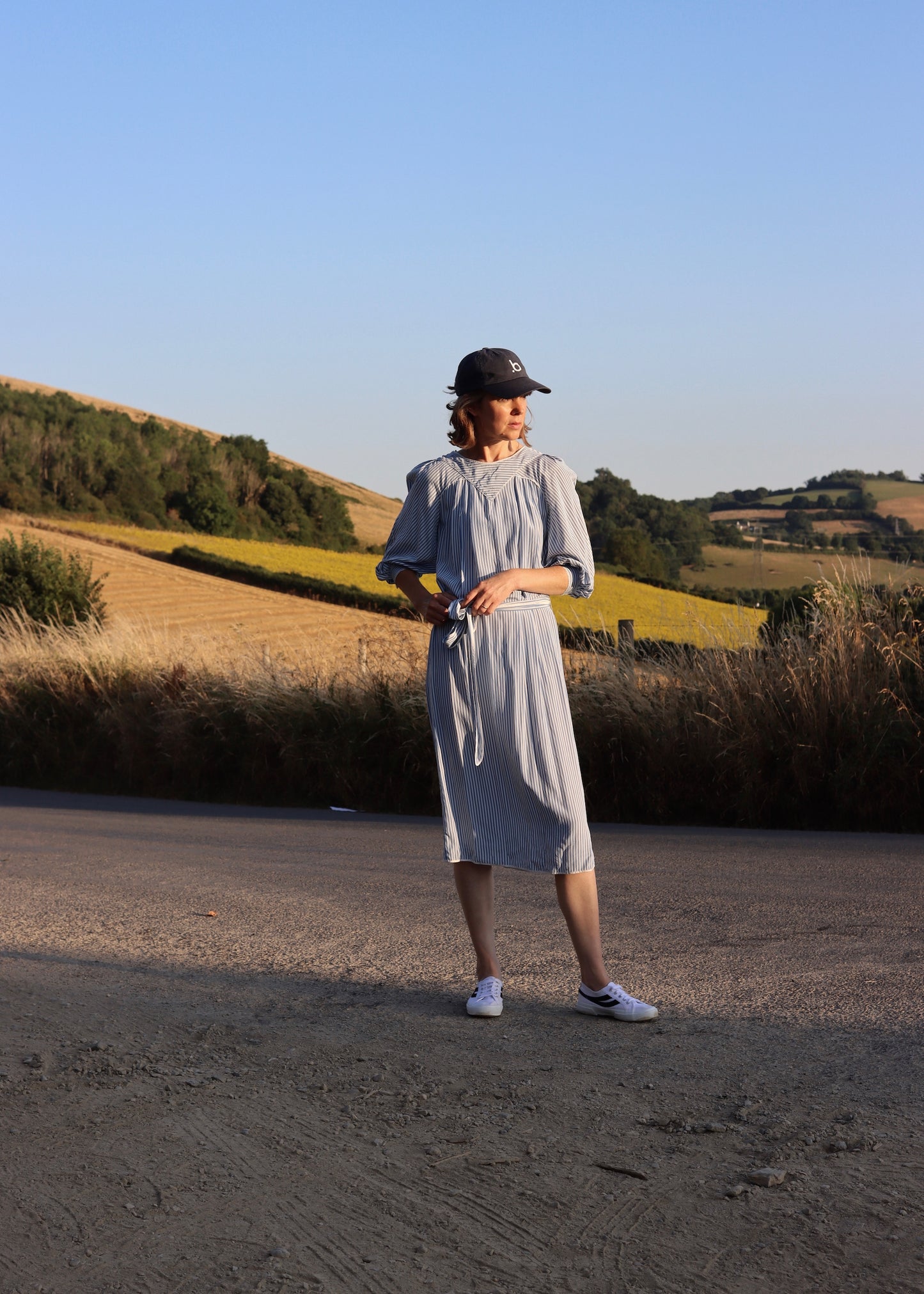 Anna Belinda Oxford Blue Stripe Silk Dress | 1970s