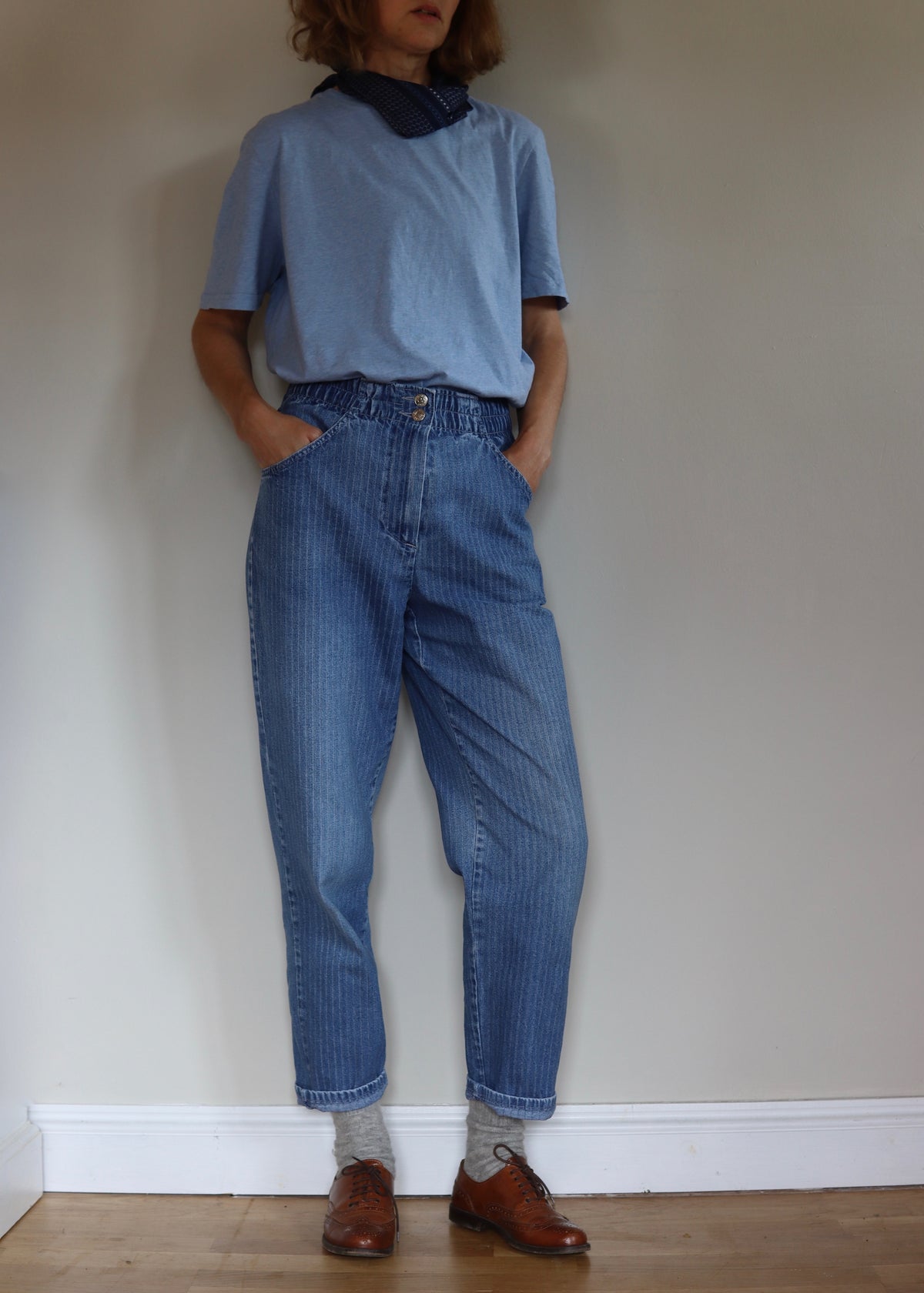 Vintage 80s St Michael Tapered Mom Stripe Jeans
