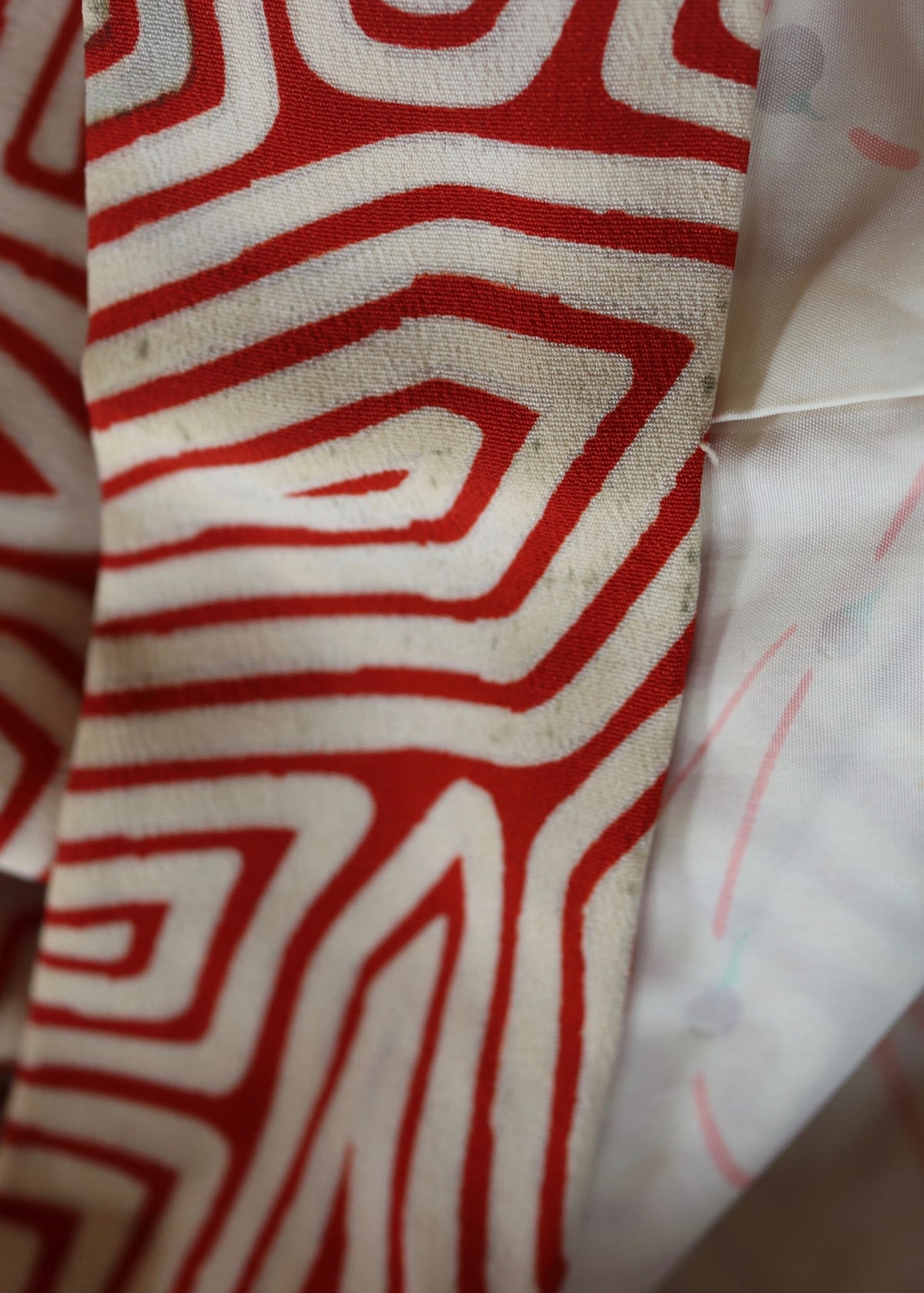 Red Handmade Haori from Vintage Fabric