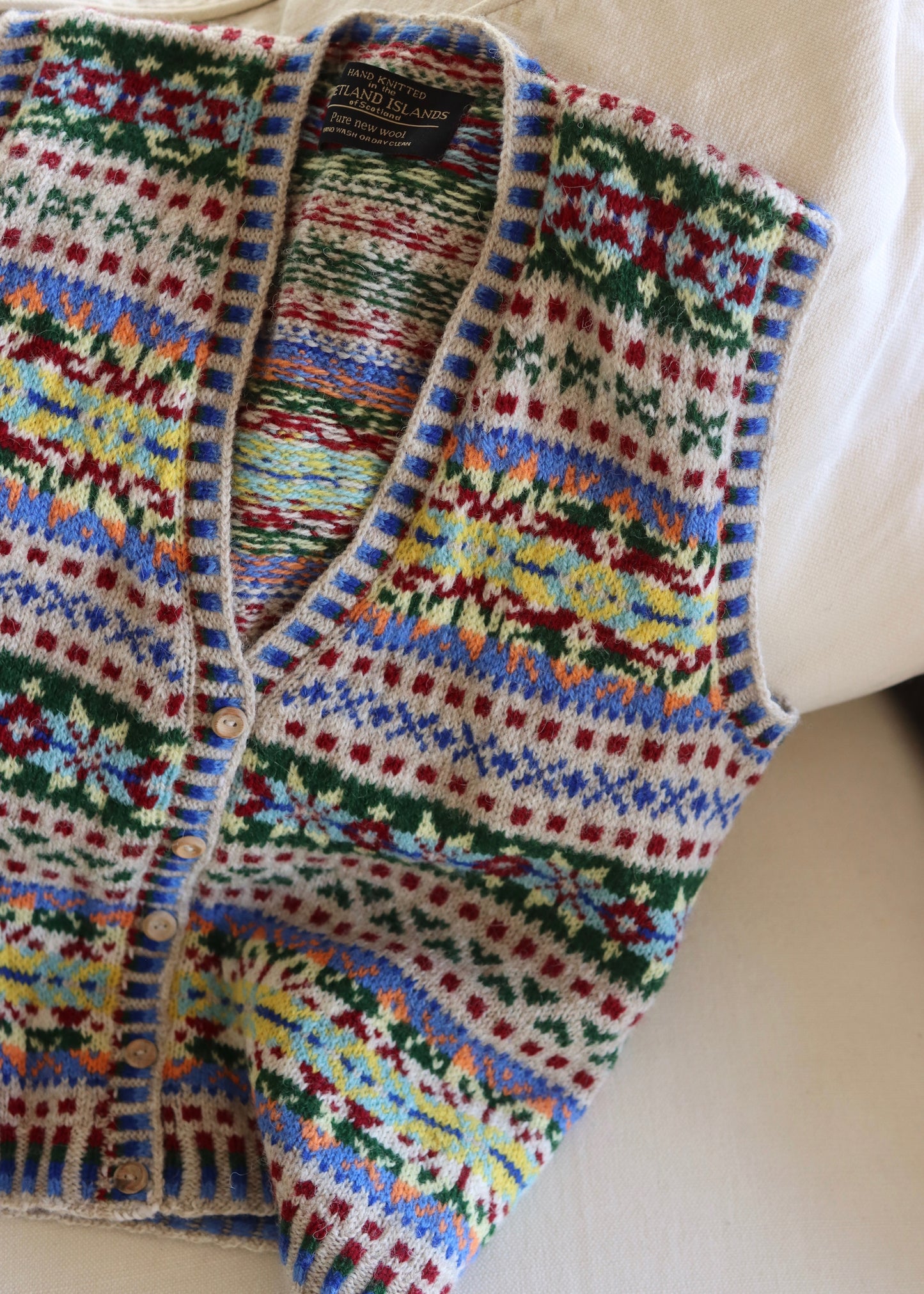 Fairisle Wool Hand Knitted Vest