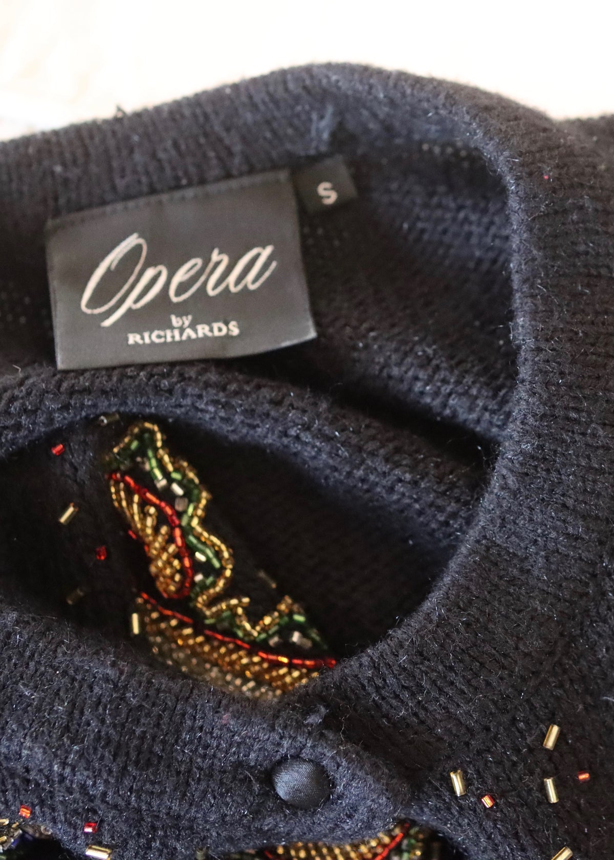 Vintage Jewelled Beaded Black Cardigan | Opera by Richards