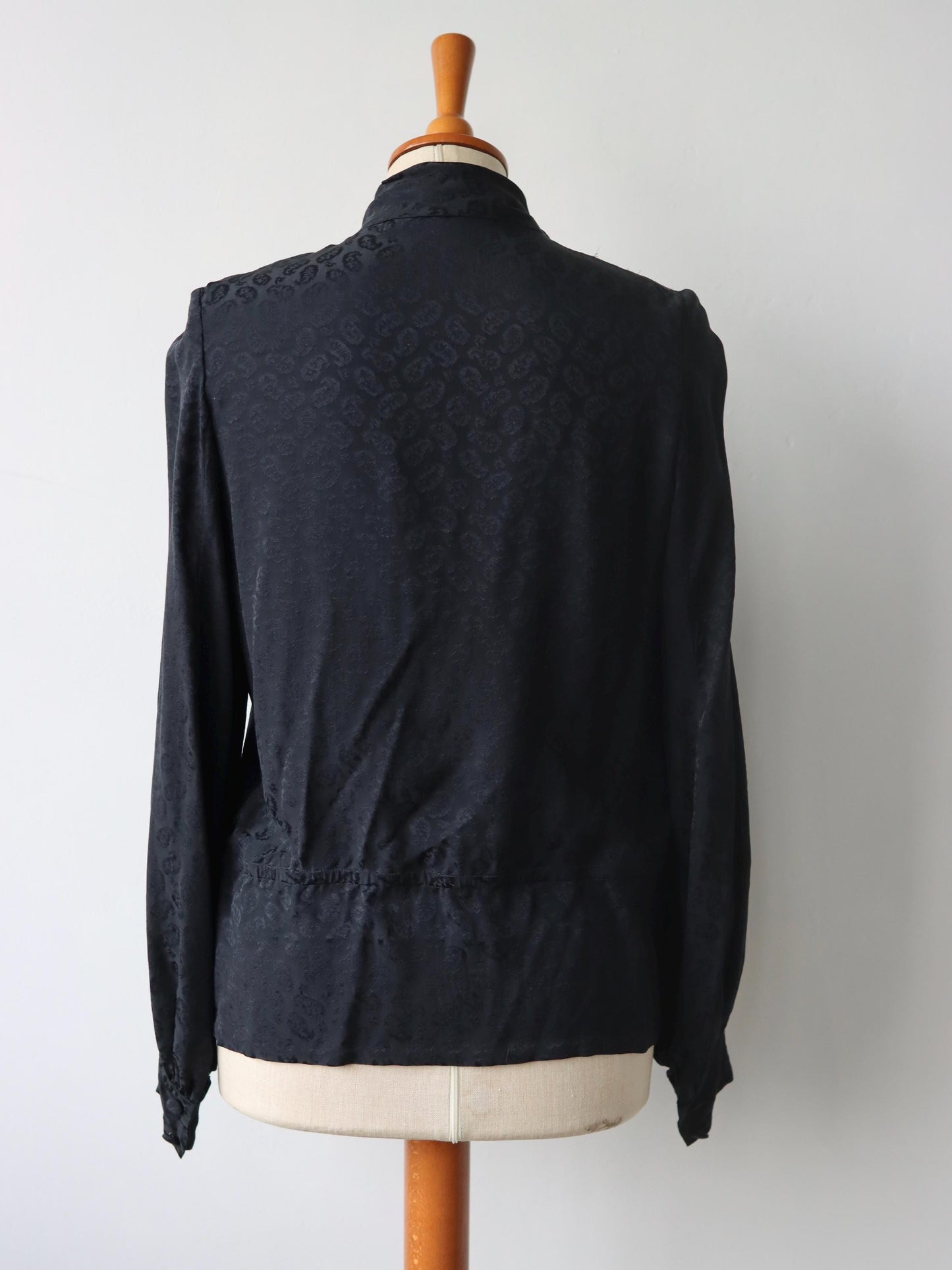 LANVIN Paris Boutique | Black Silk Bow Blouse | 1970s