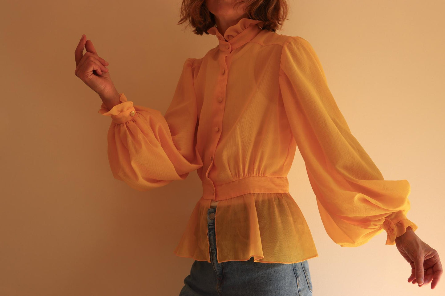Balloon Sleeve Peplum Blouse | 1970s