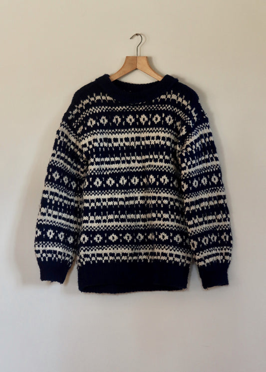 Warm Chunky Knit Fair Isle Fisherman’s Jumper