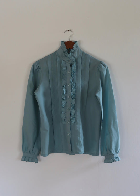 Donkenny Turquoise Blue Ruffle Blouse