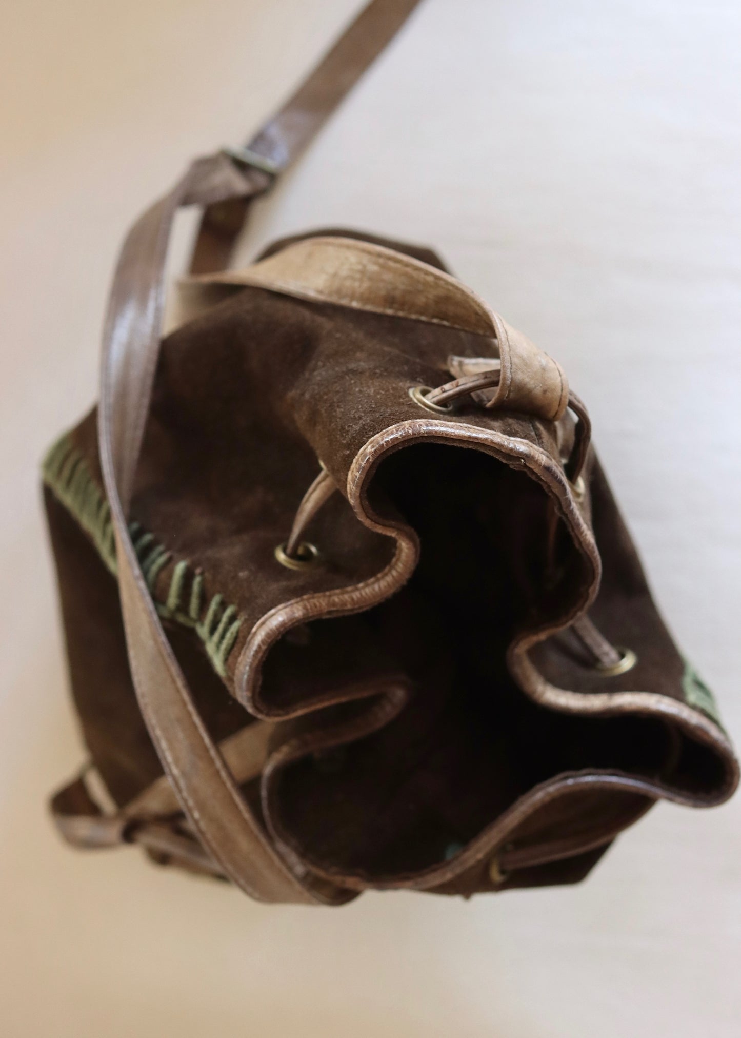 1970S Suede Bucket Bag | Leather Drawstring Shoulder Bag
