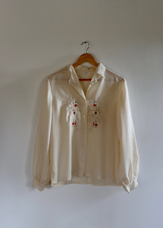 Hand Embroidered Tyrolean Folk Blouse