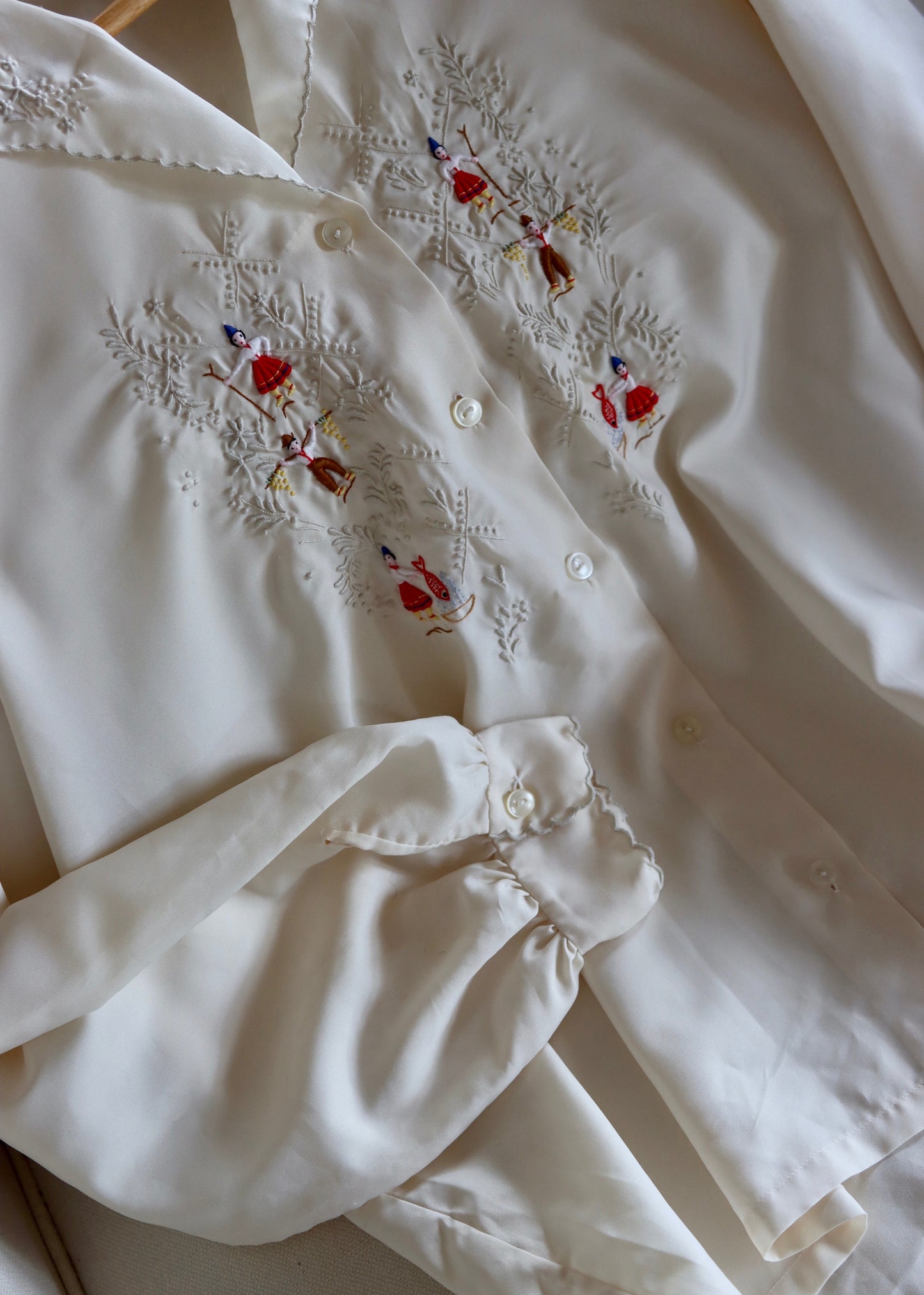 Hand Embroidered Tyrolean Folk Blouse
