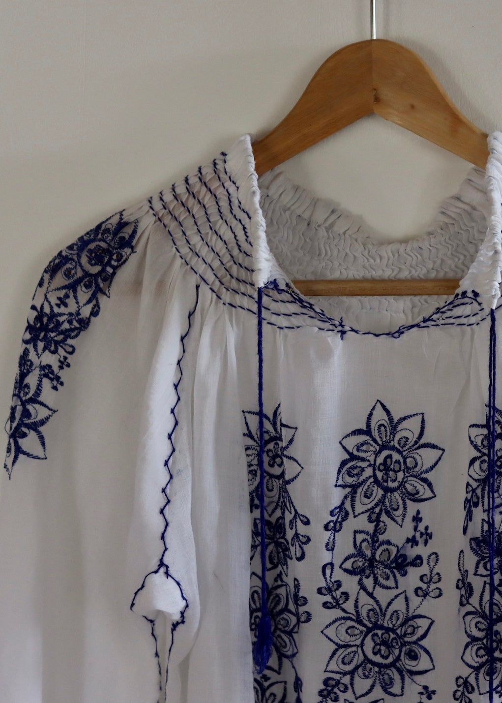 Hand Embroidered and Hand Stitched Peasant Cotton Blouse