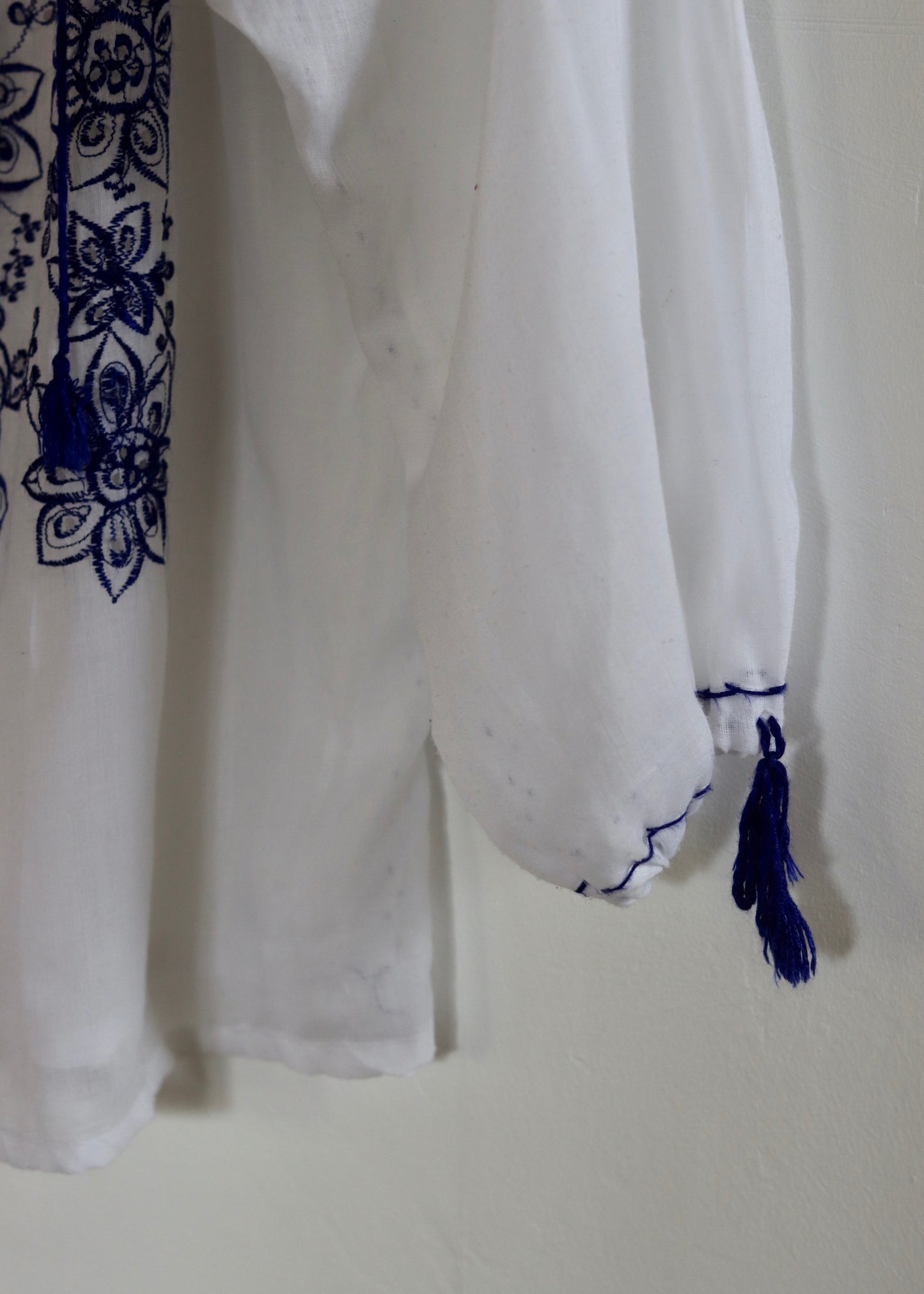 Hand Embroidered and Hand Stitched Peasant Cotton Blouse