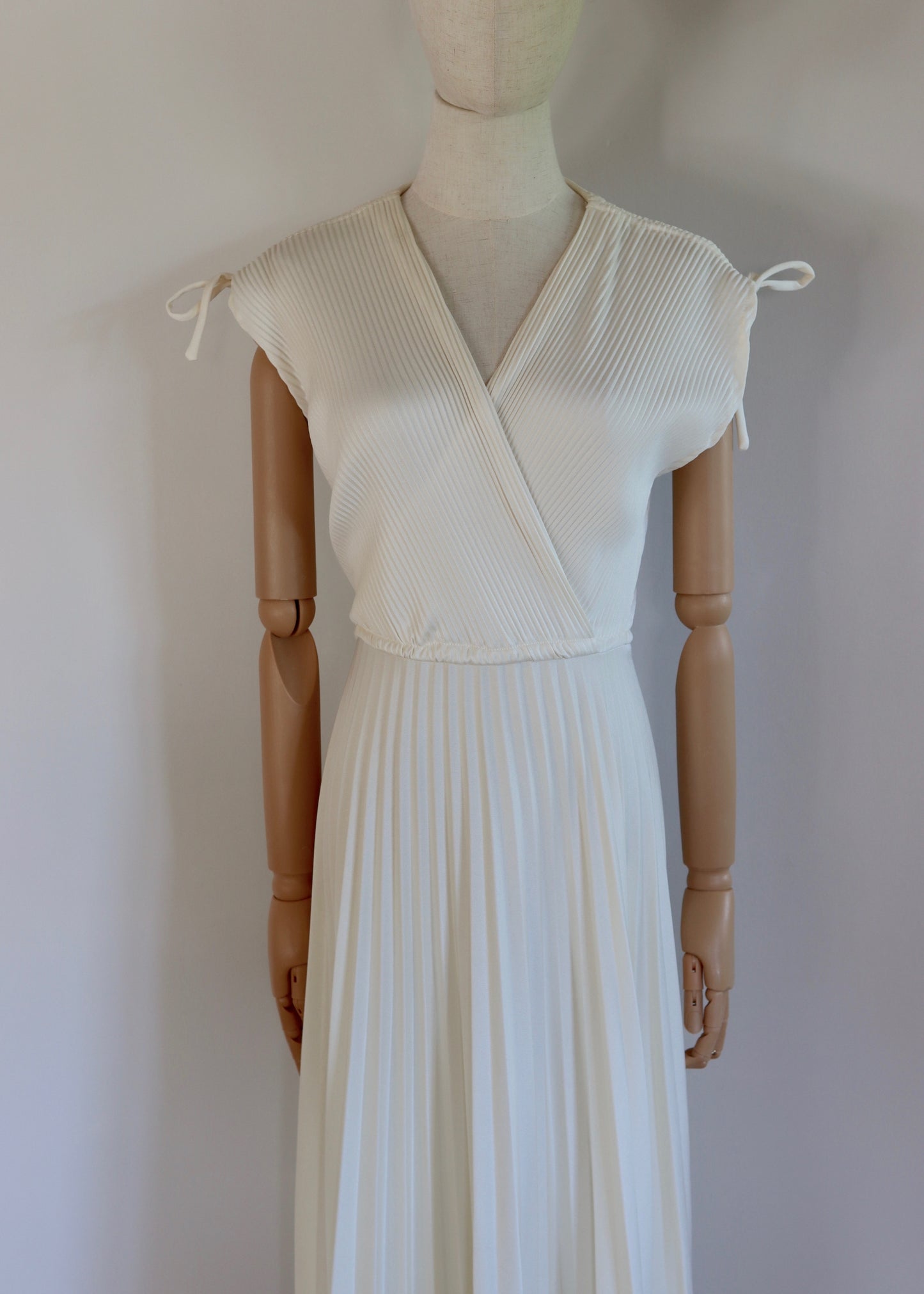 Cream pleated maxi dress