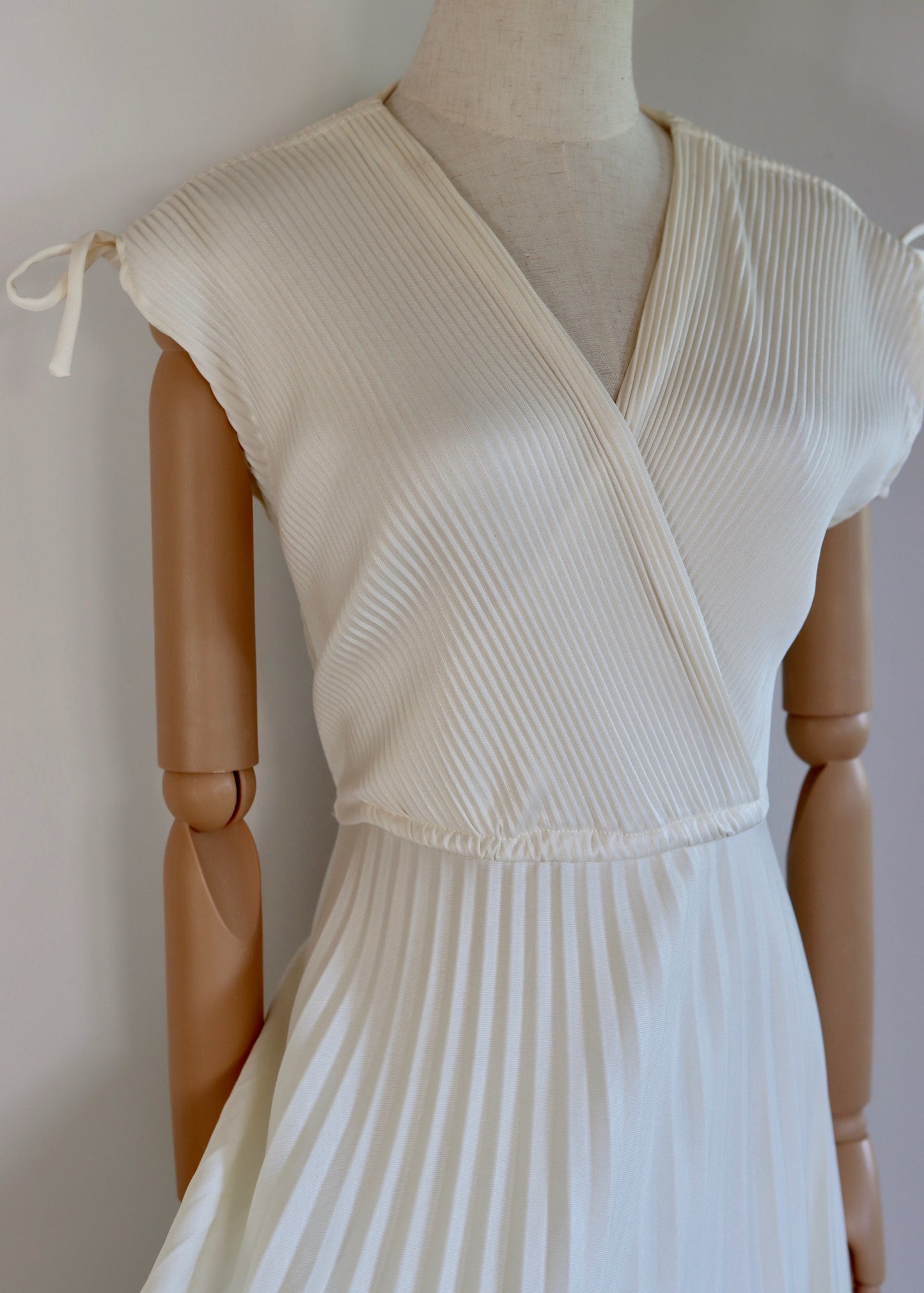 Cream pleated maxi dress