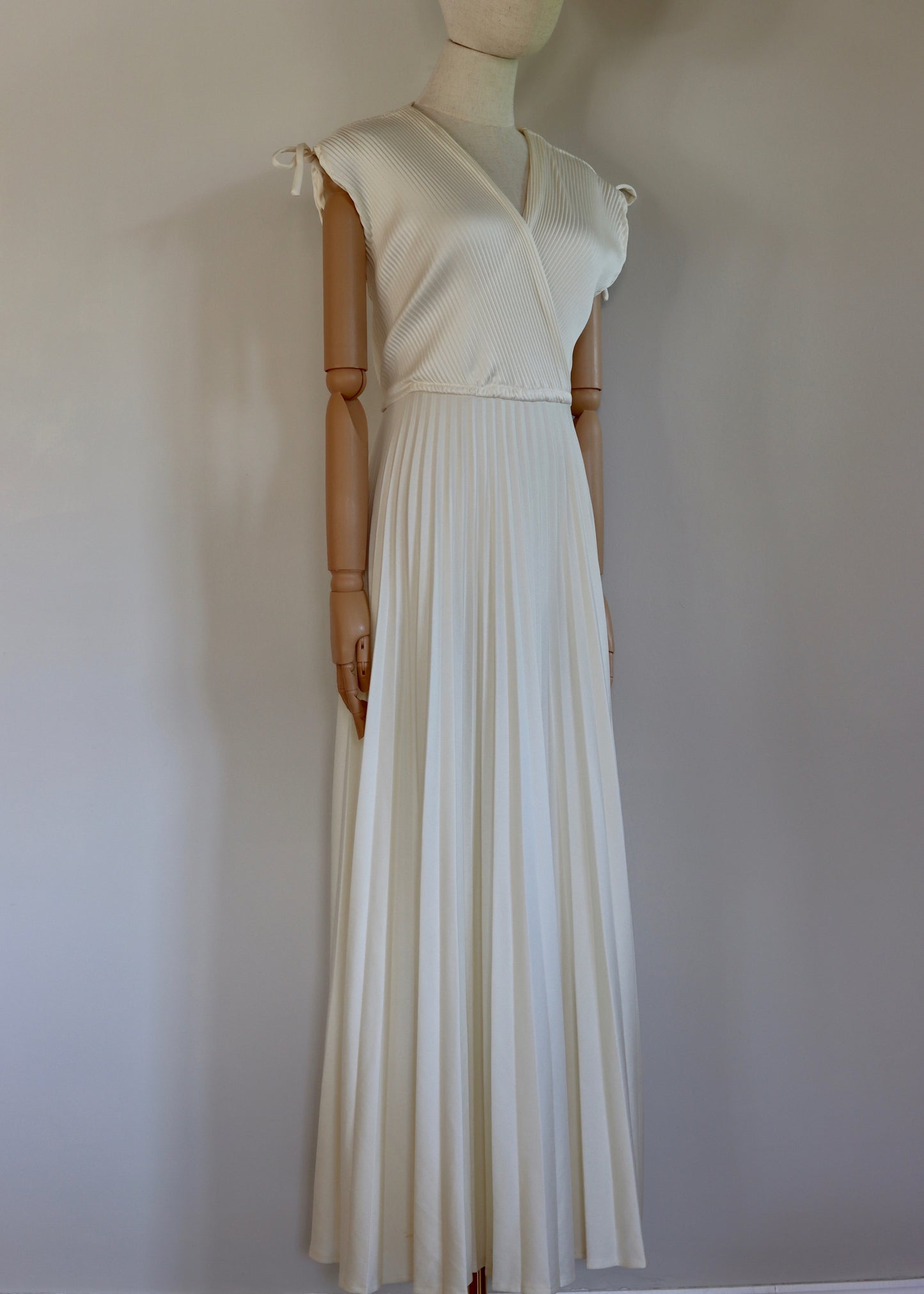 Cream pleated maxi dress