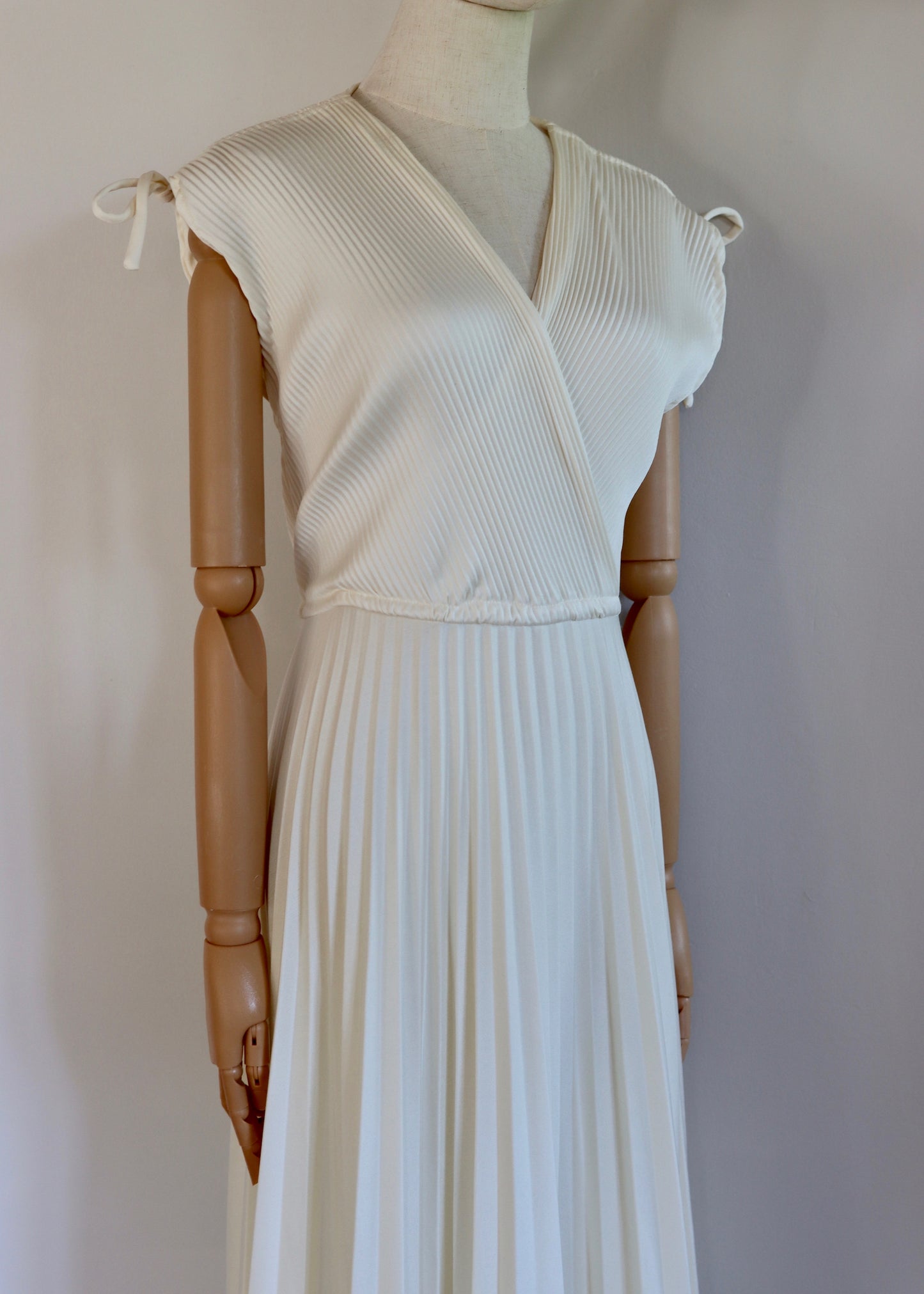 Cream pleated maxi dress