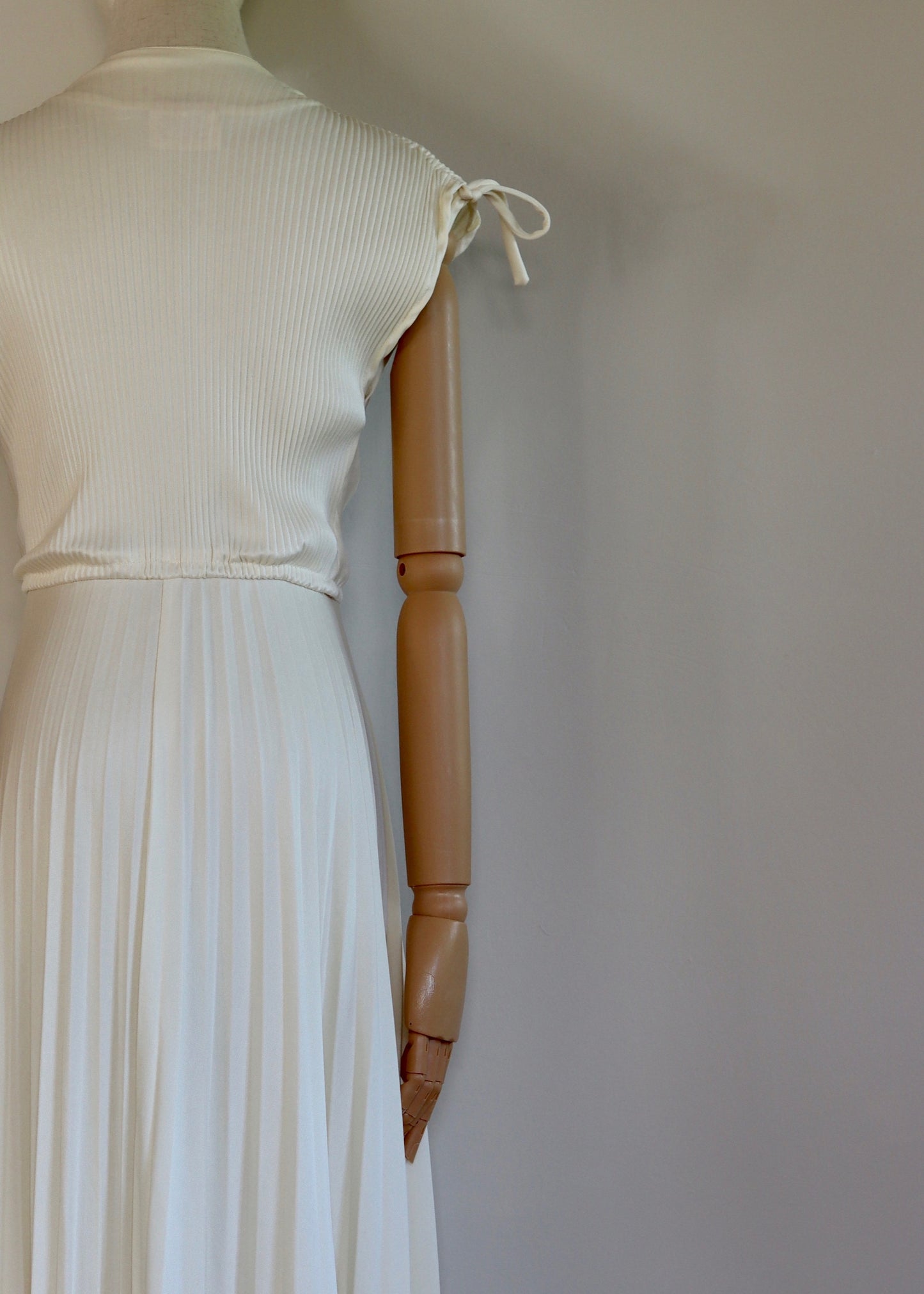Cream pleated maxi dress
