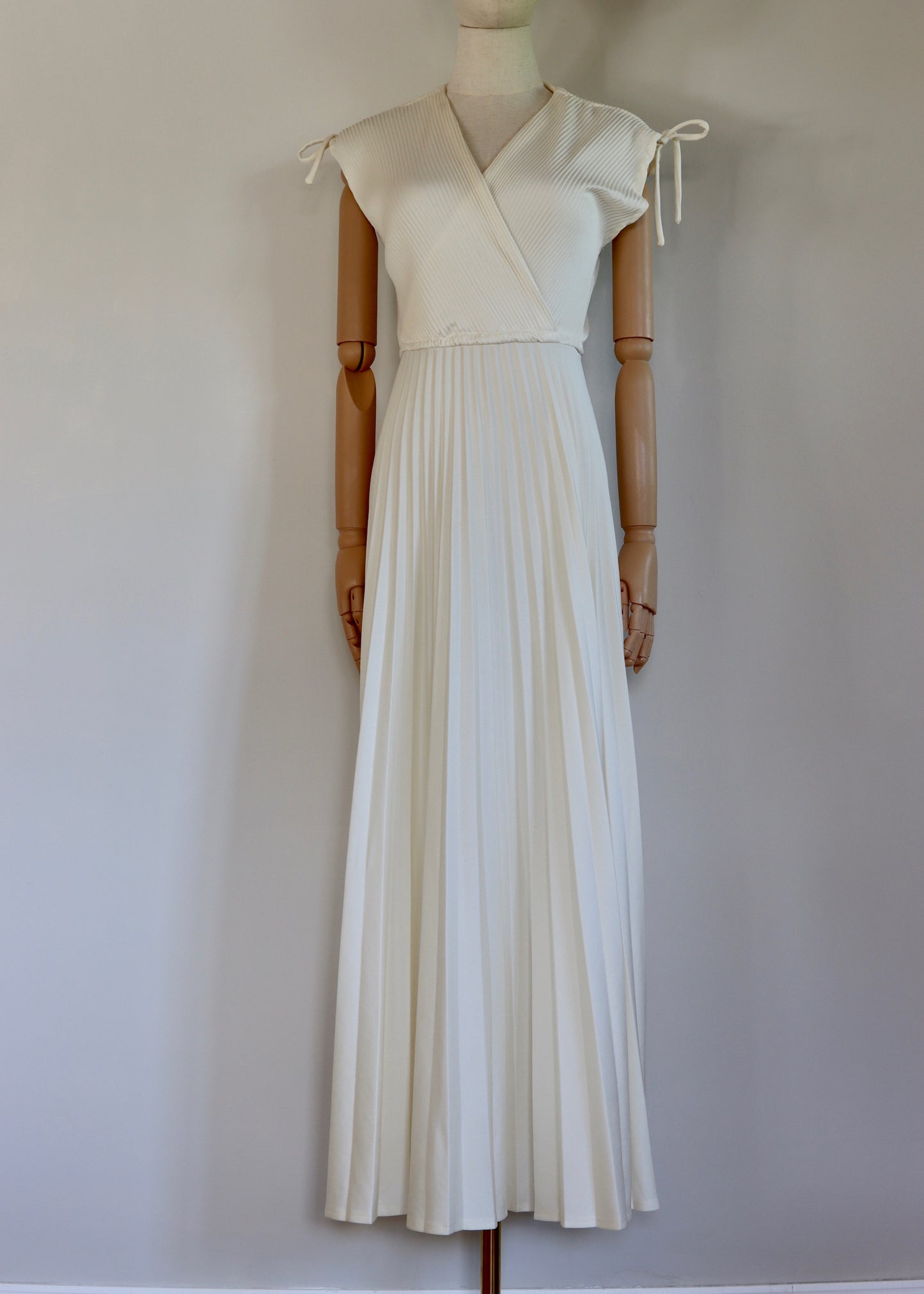 Cream pleated maxi dress
