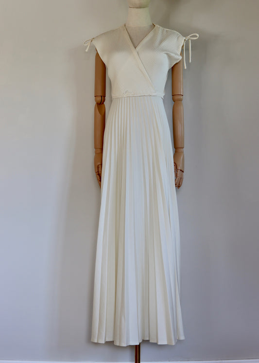 Cream pleated maxi dress