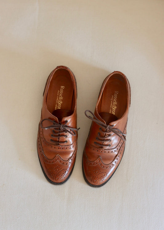 Russel & Bromley Leather Brown Laced Shoes Brogues