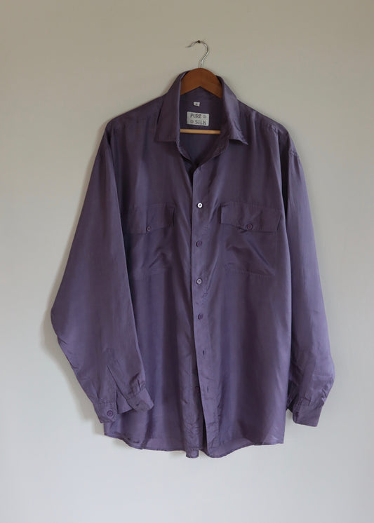 Oversized Lilac Silk Shirt