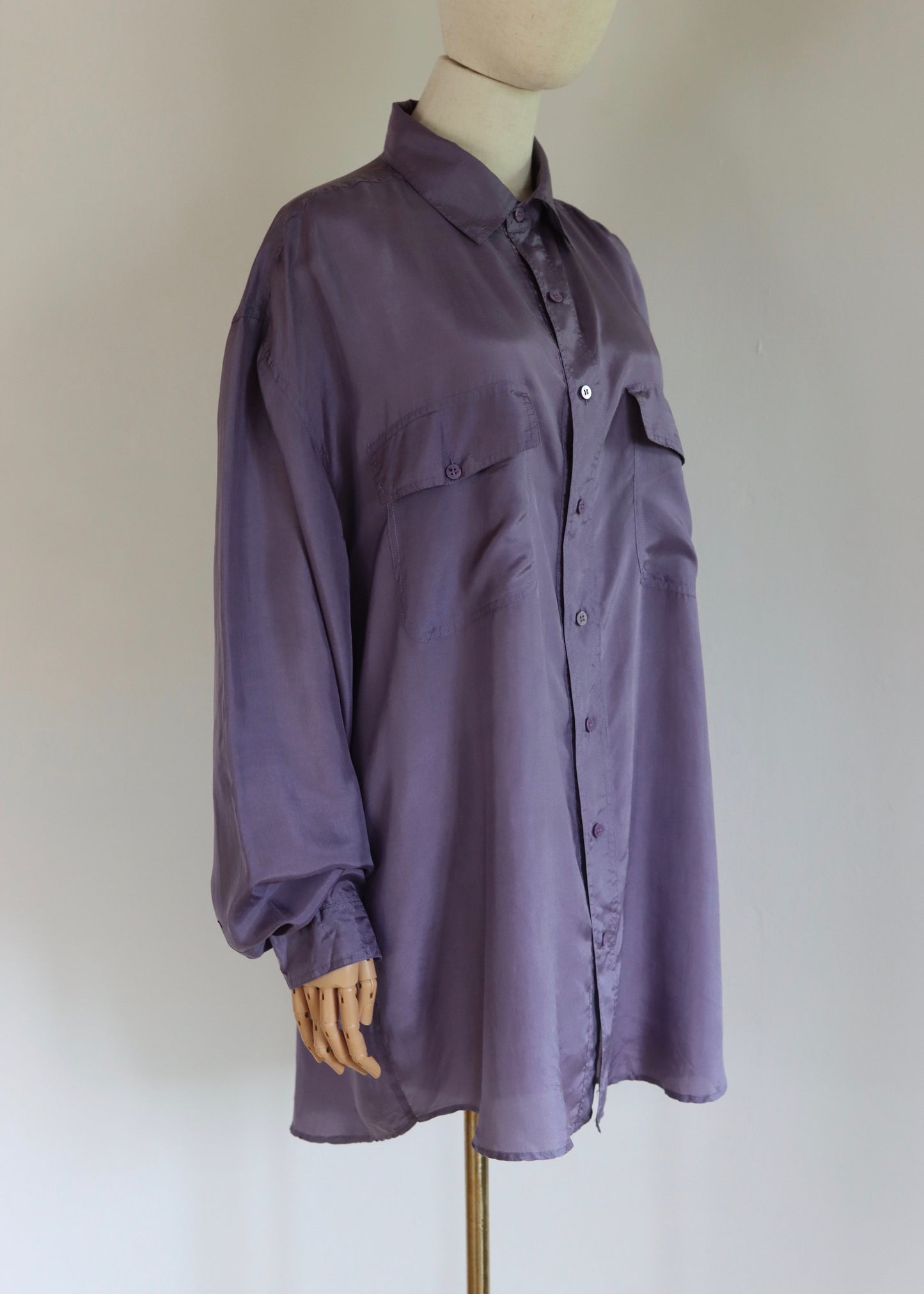 Oversized Lilac Silk Shirt