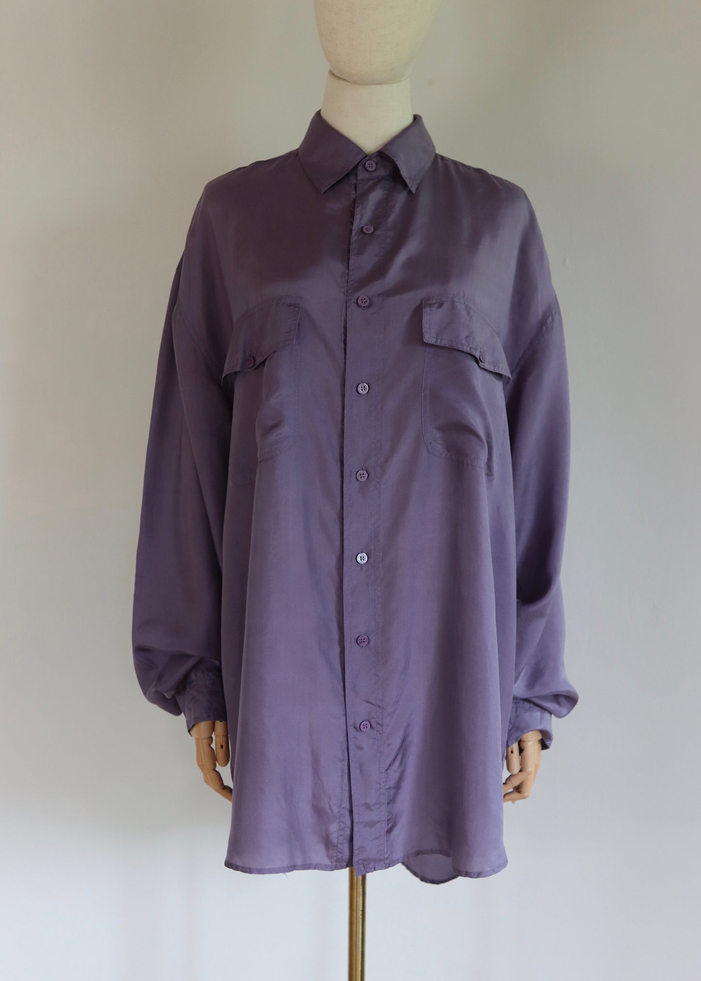 Oversized Lilac Silk Shirt