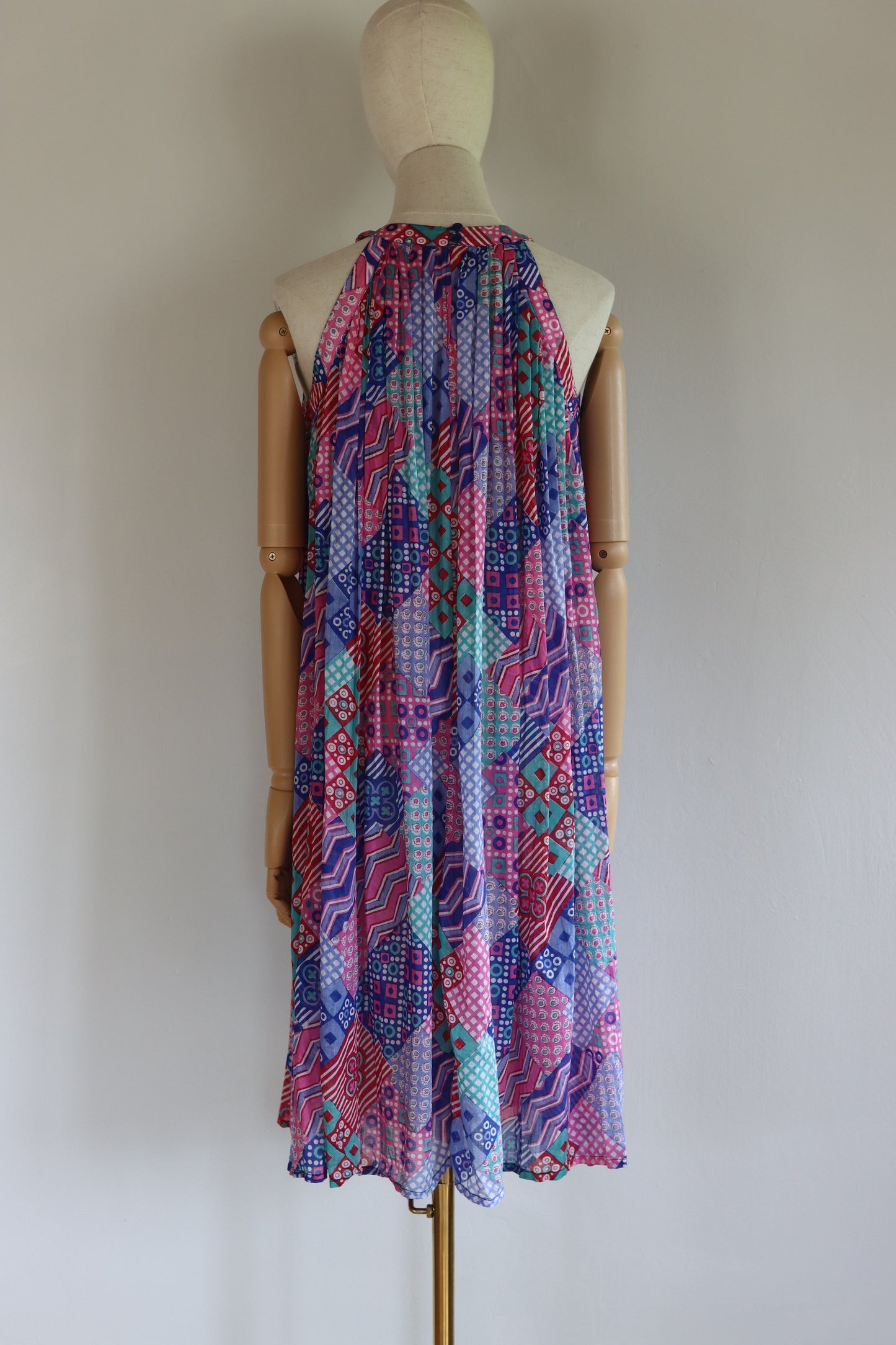 Sultana for Adini 1970s Halterneck Geometric Print Dress