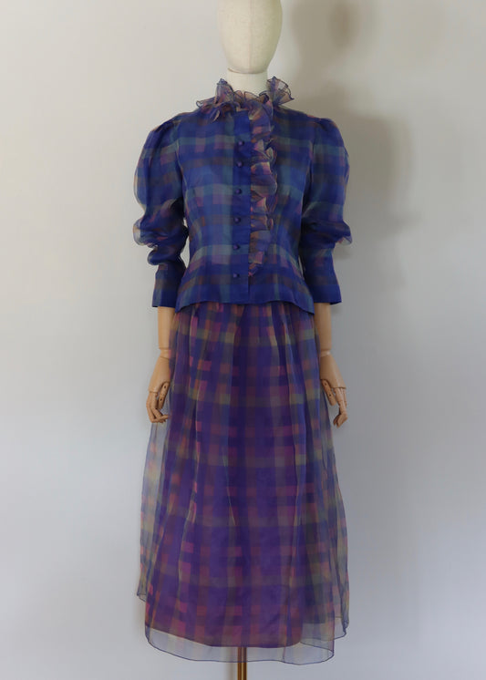 LEE JORDAN | New York | Ruffle Check Blouse and Skirt