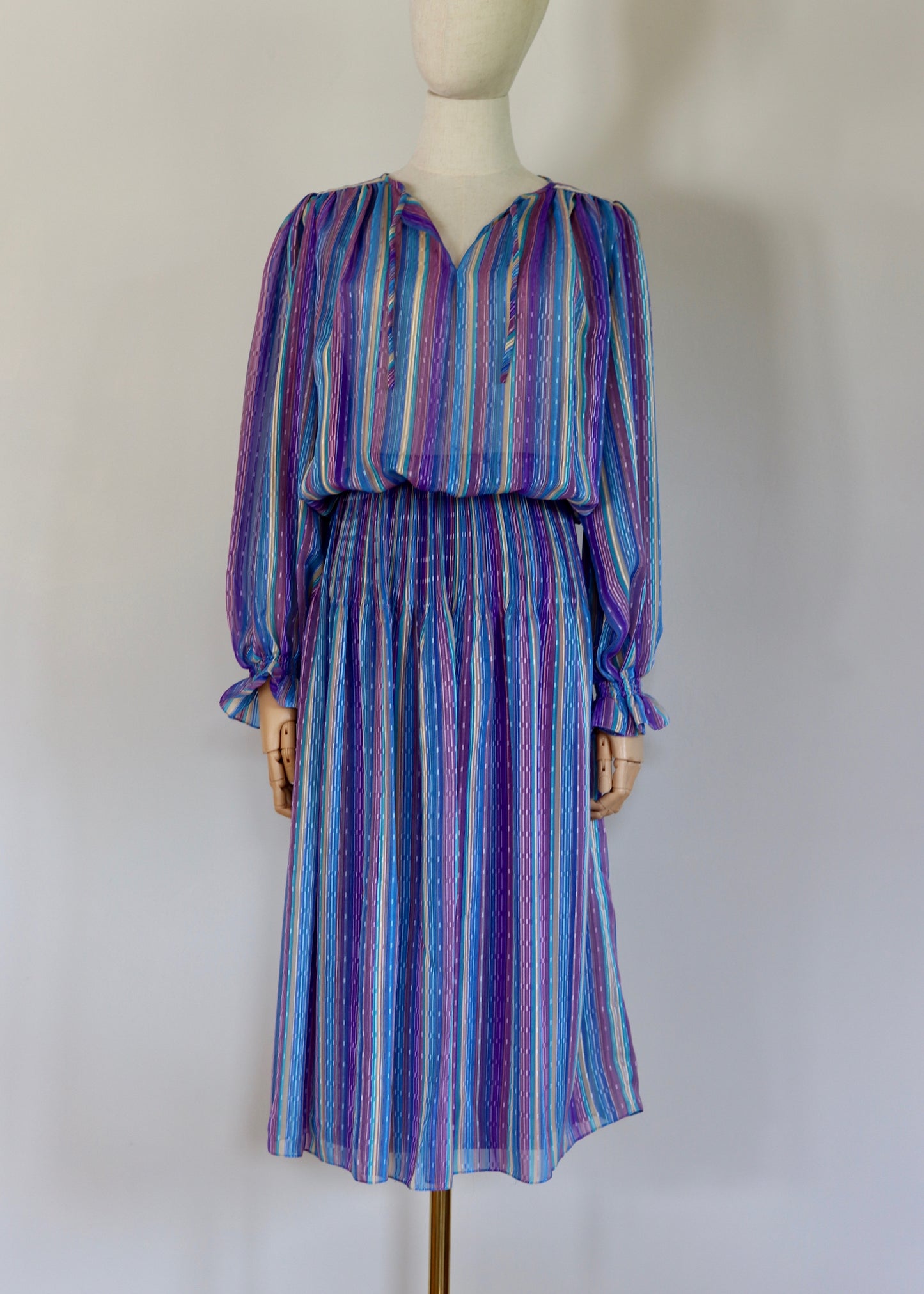 Laura Philips | 1970s Stripe Balloon Sleeve Dress