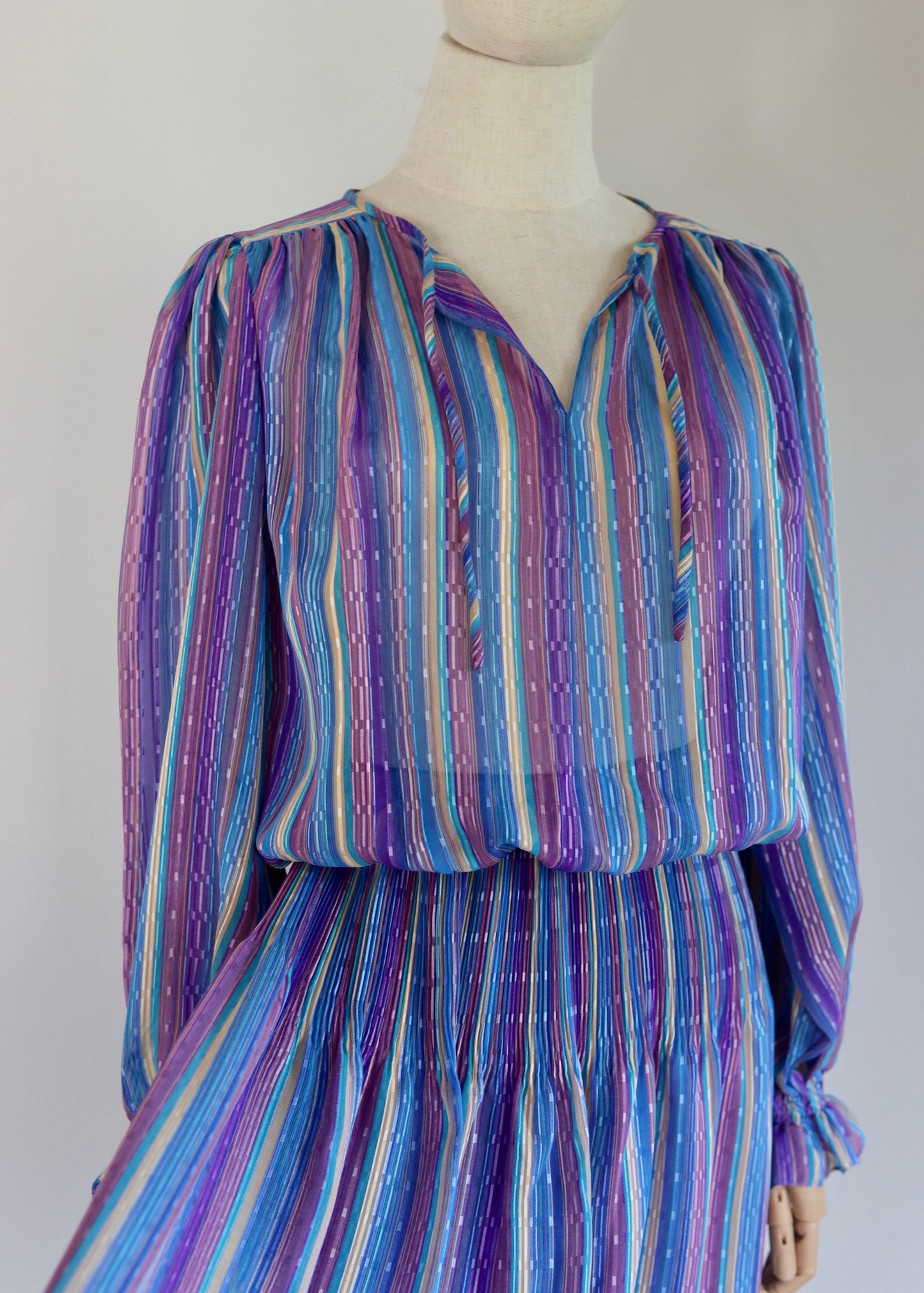 Laura Philips | 1970s Stripe Balloon Sleeve Dress