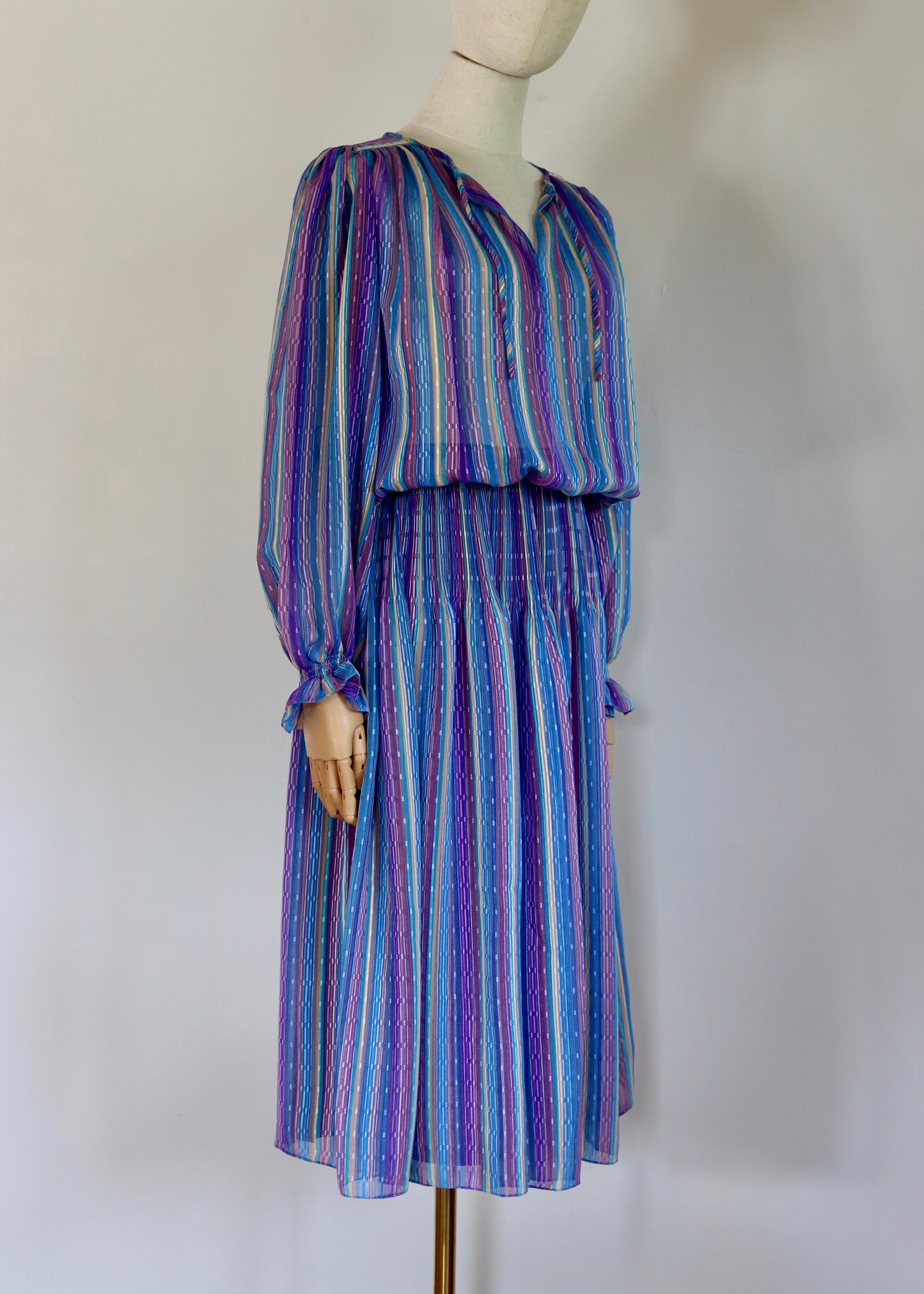 Laura Philips | 1970s Stripe Balloon Sleeve Dress