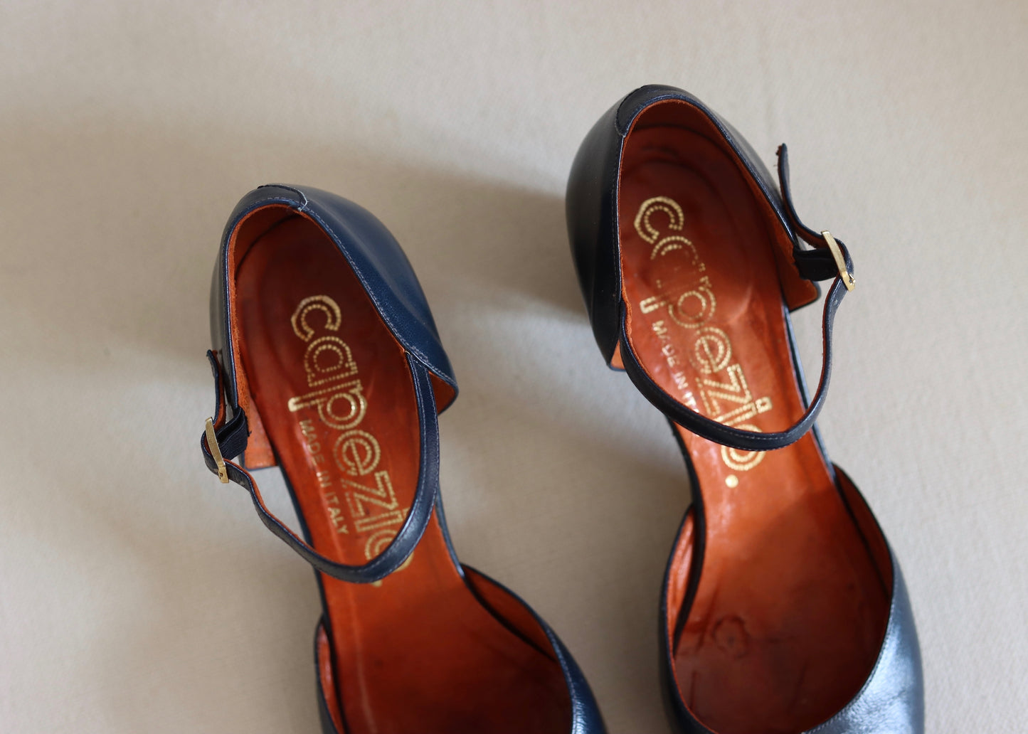 CAPEZIO | 1940s Style Blue Leather Ankle Strap Shoes | UK 4.5| US 7M