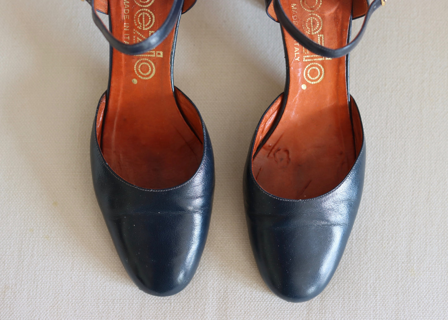 CAPEZIO | 1940s Style Blue Leather Ankle Strap Shoes | UK 4.5| US 7M