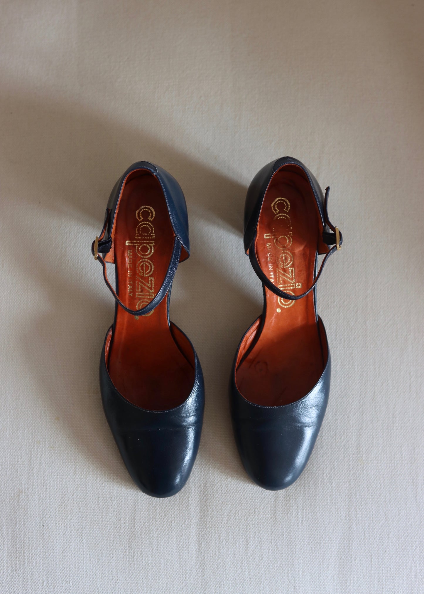 CAPEZIO | 1940s Style Blue Leather Ankle Strap Shoes | UK 4.5| US 7M