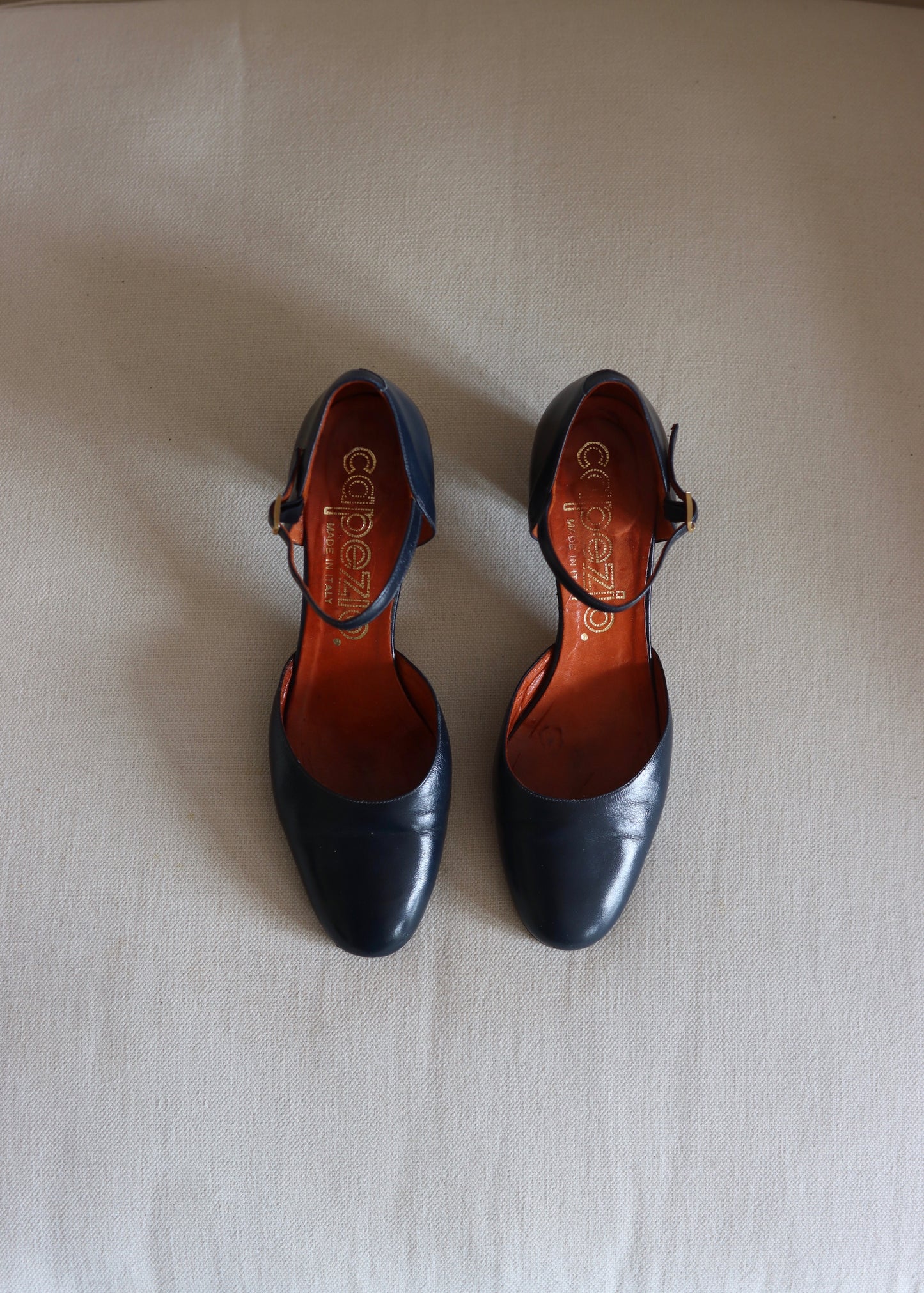 CAPEZIO | 1940s Style Blue Leather Ankle Strap Shoes | UK 4.5| US 7M