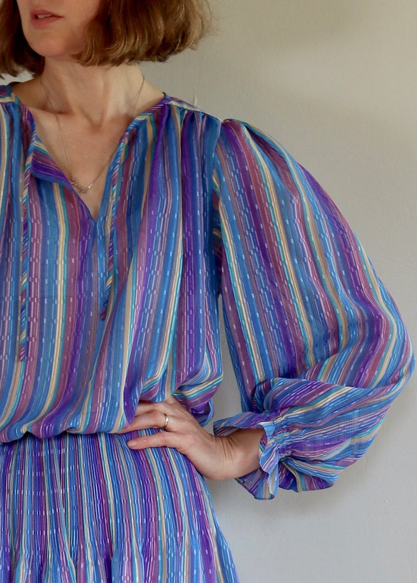 Laura Philips | 1970s Stripe Balloon Sleeve Dress