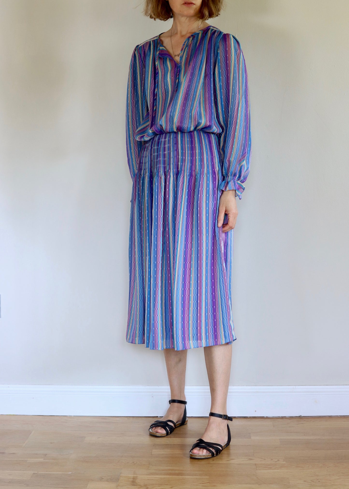 Laura Philips | 1970s Stripe Balloon Sleeve Dress