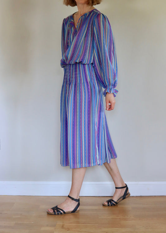 Laura Philips | 1970s Stripe Balloon Sleeve Dress