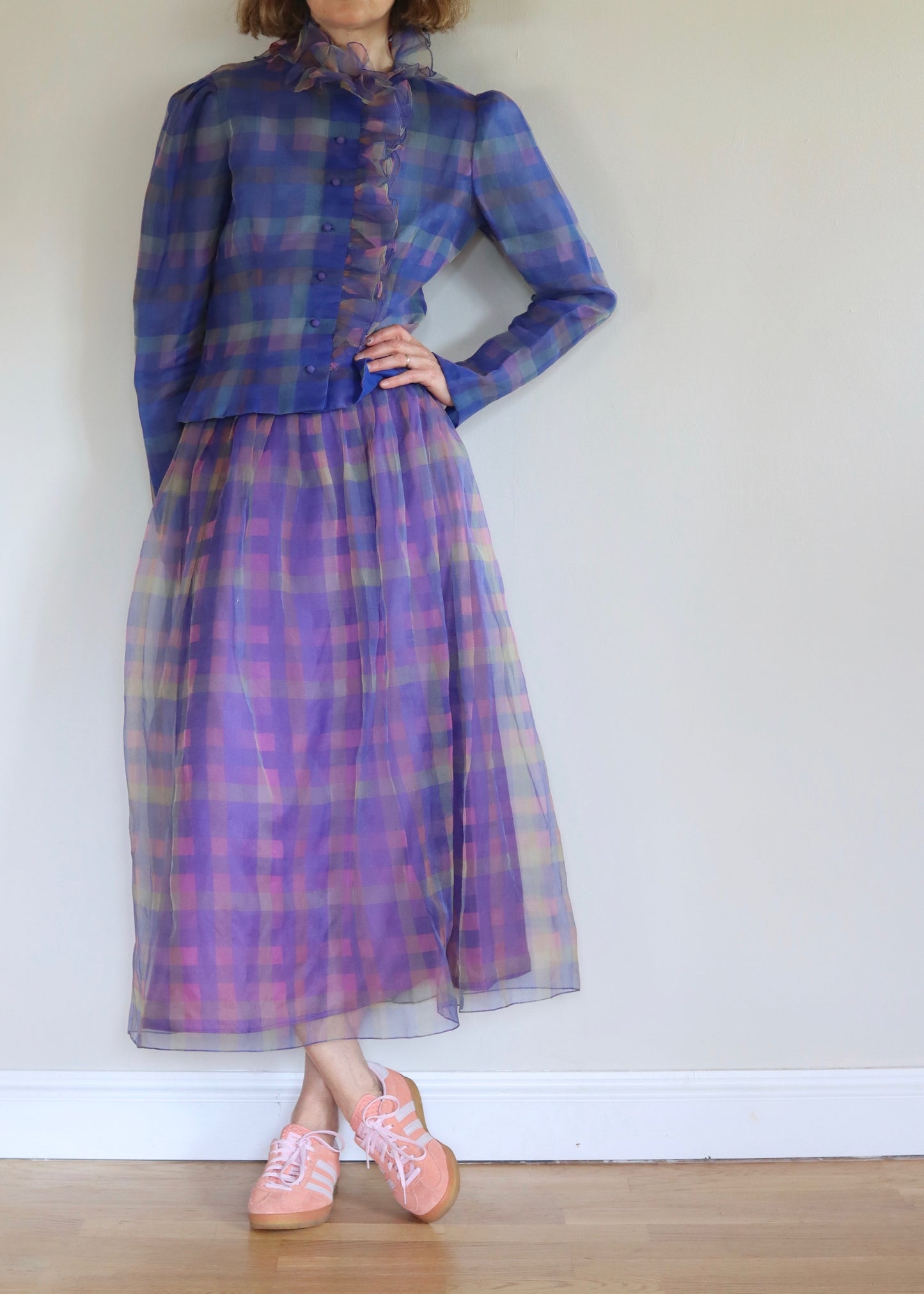 LEE JORDAN | New York | Ruffle Check Blouse and Skirt