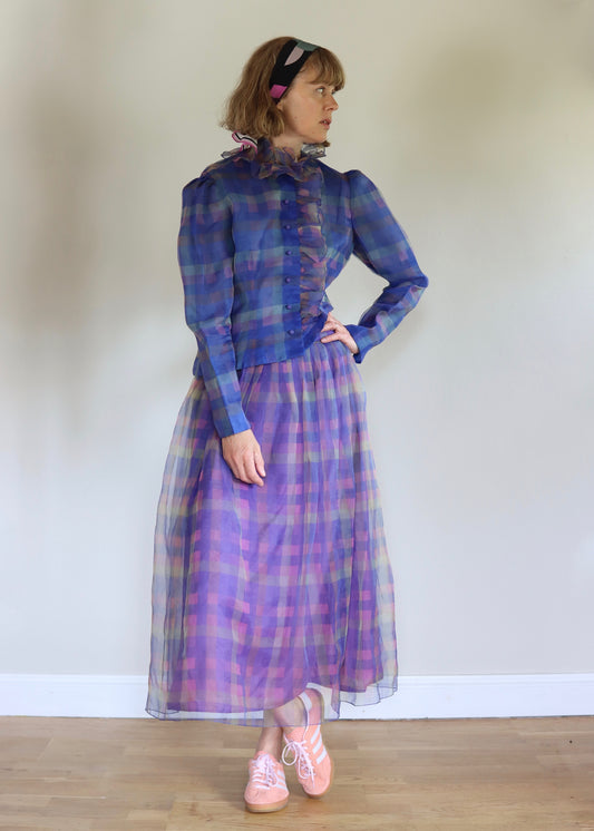 LEE JORDAN | New York | Ruffle Check Blouse and Skirt