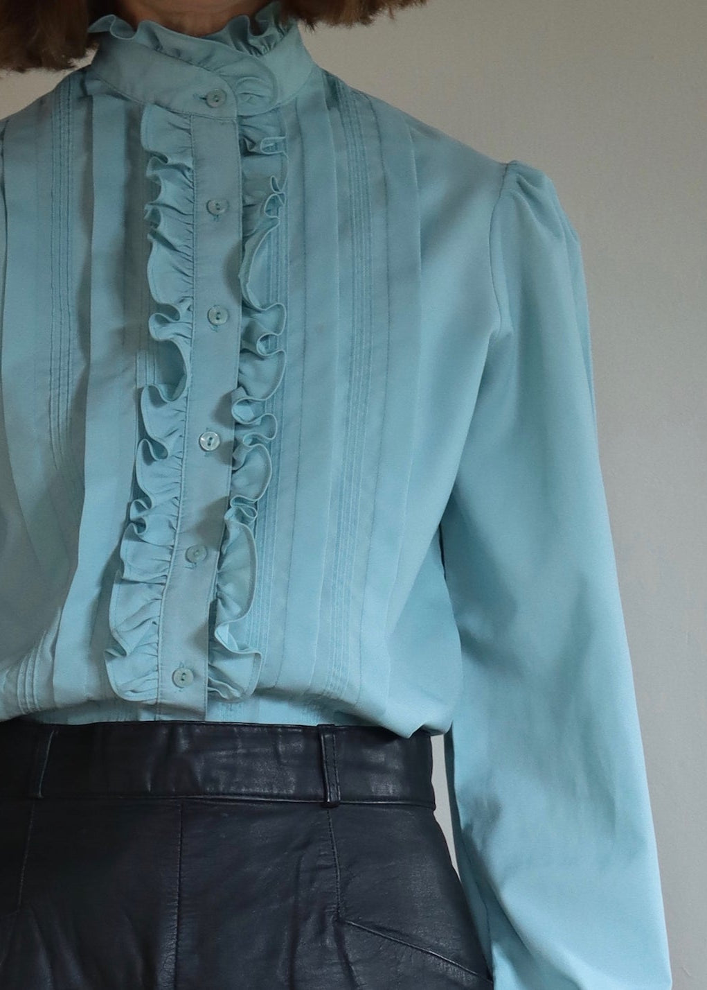 Donkenny Turquoise Blue Ruffle Blouse