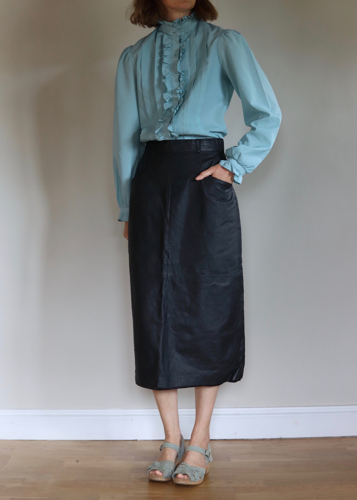 Donkenny Turquoise Blue Ruffle Blouse