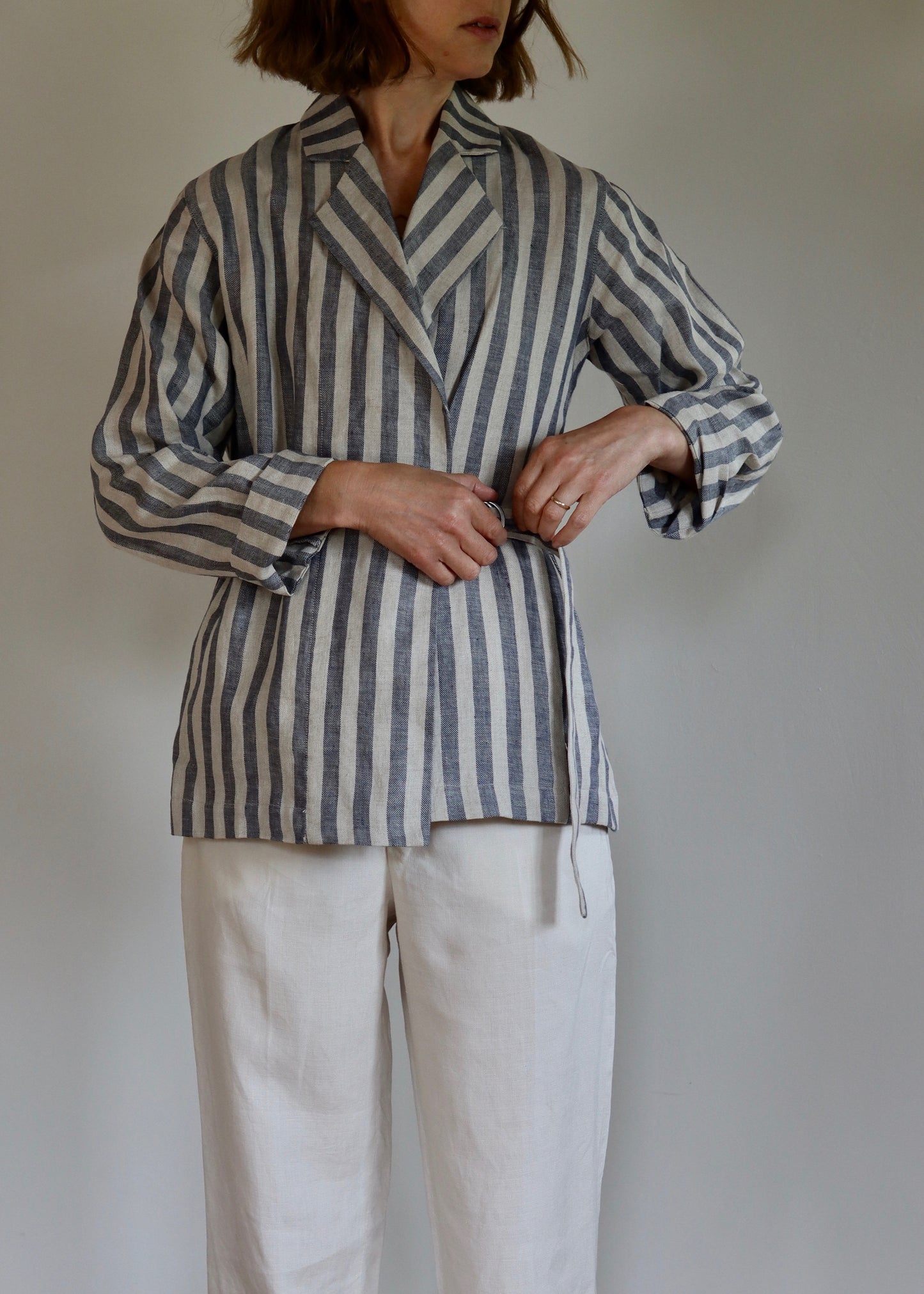 BITTE KAI RAND | Linen Stripe Wrap Jacket