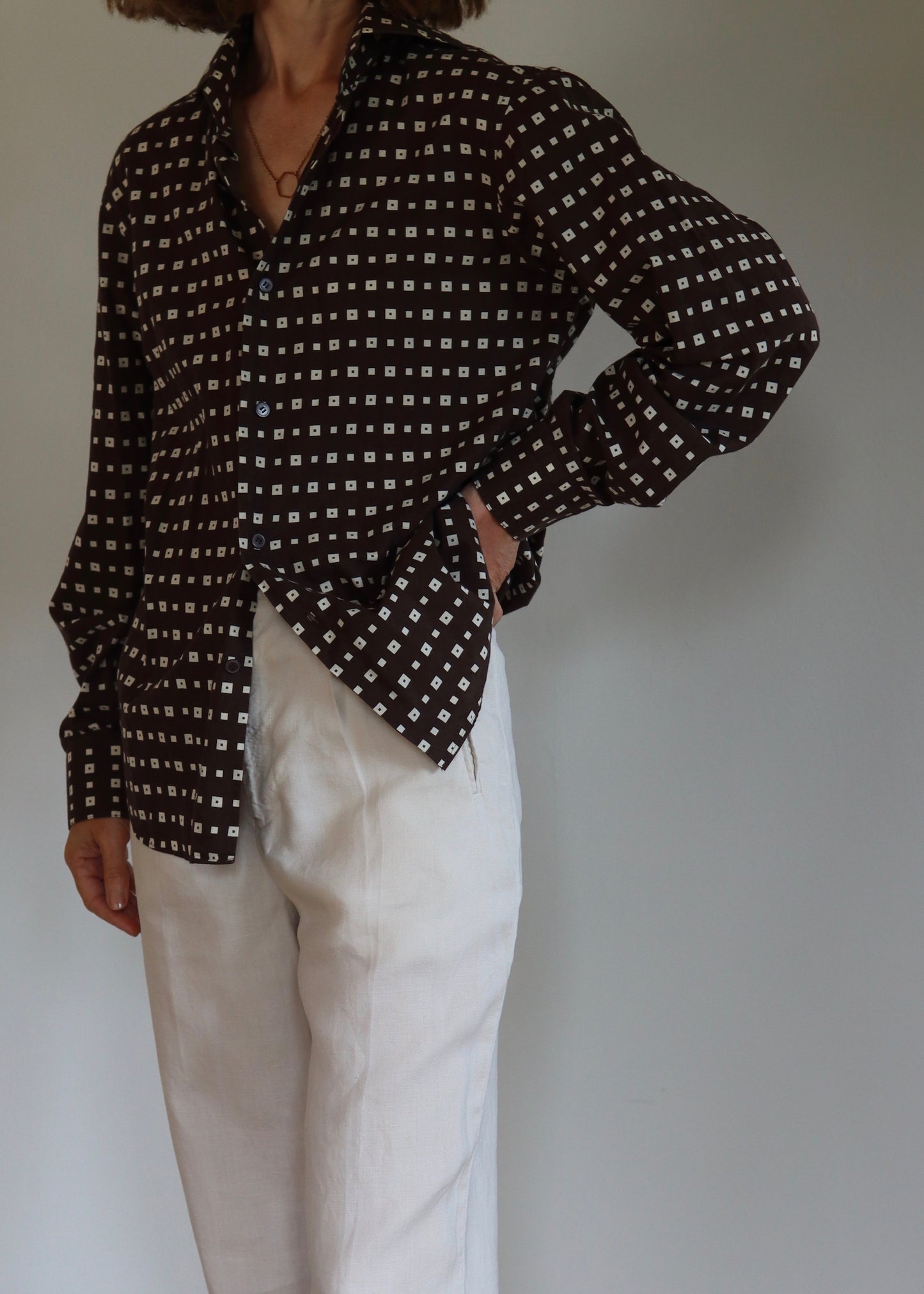 Agnes B Homme | Brown Geometric Print Shirt