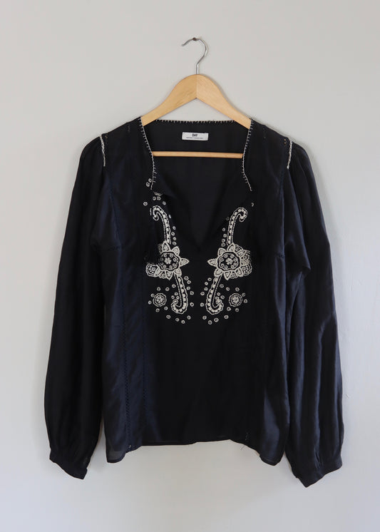 DAY-Birger Mikkelsen | Black Embroidered Blouse