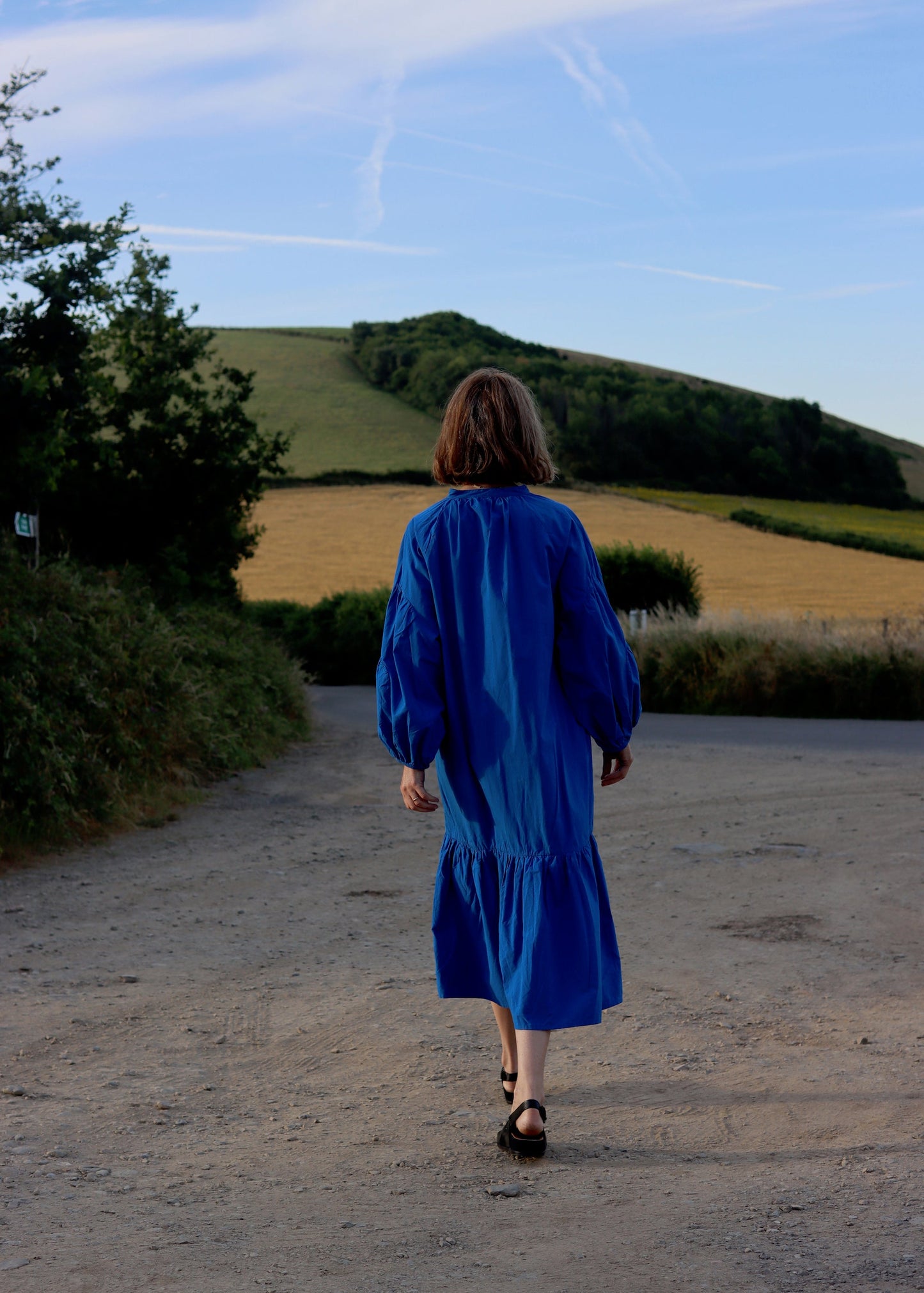 ODESSA Beaumont Organic Cotton Dress in Cobalt Blue