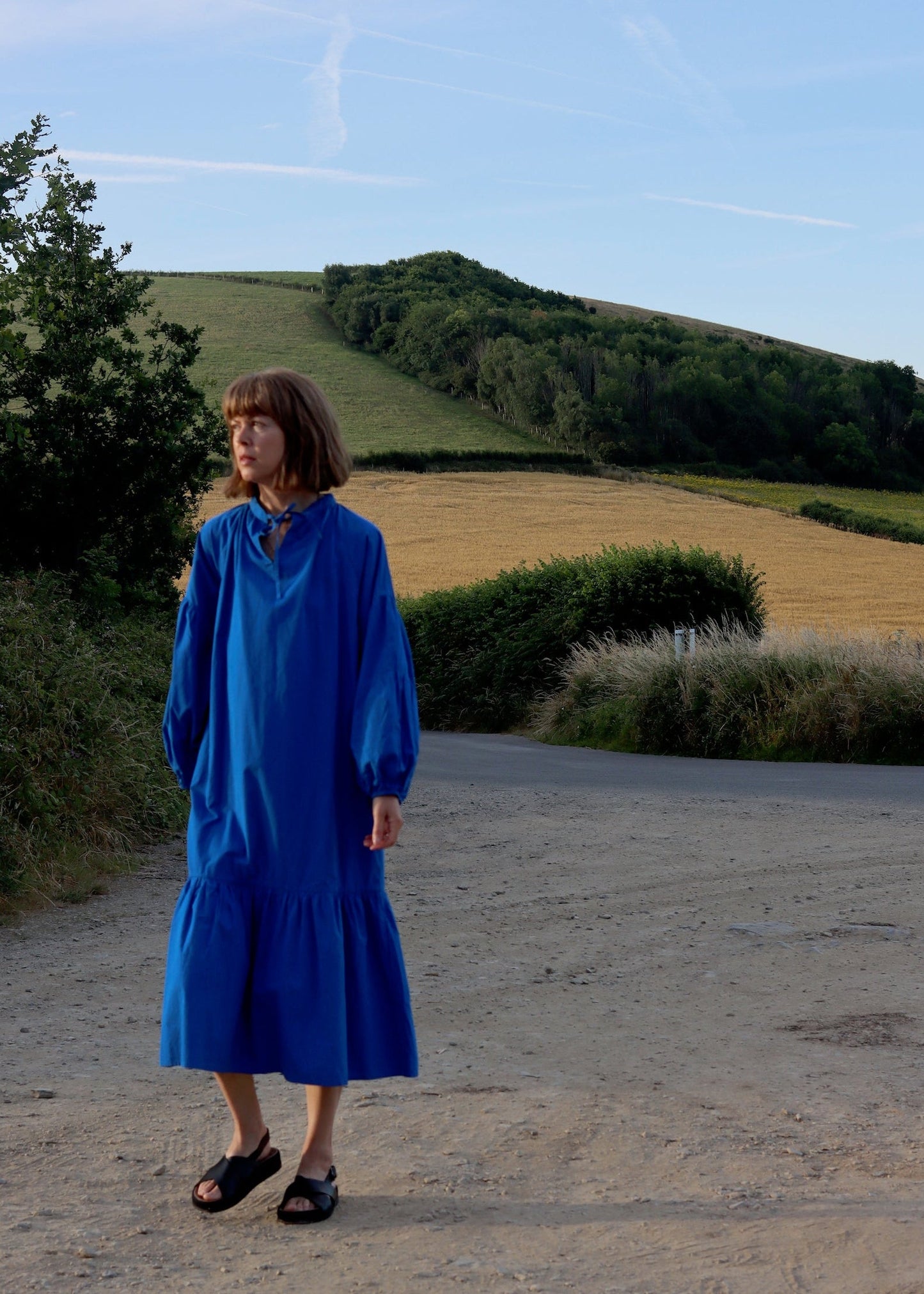 ODESSA Beaumont Organic Cotton Dress in Cobalt Blue