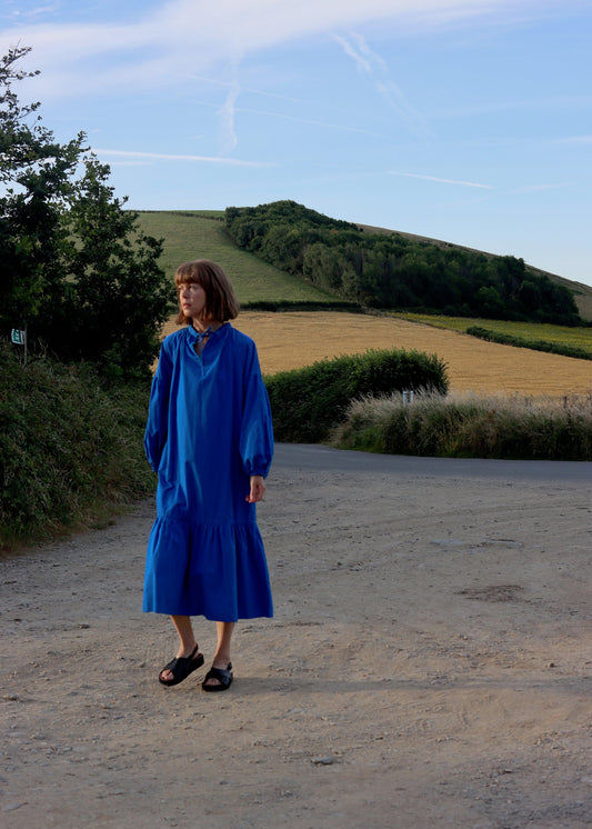 ODESSA Beaumont Organic Cotton Dress in Cobalt Blue