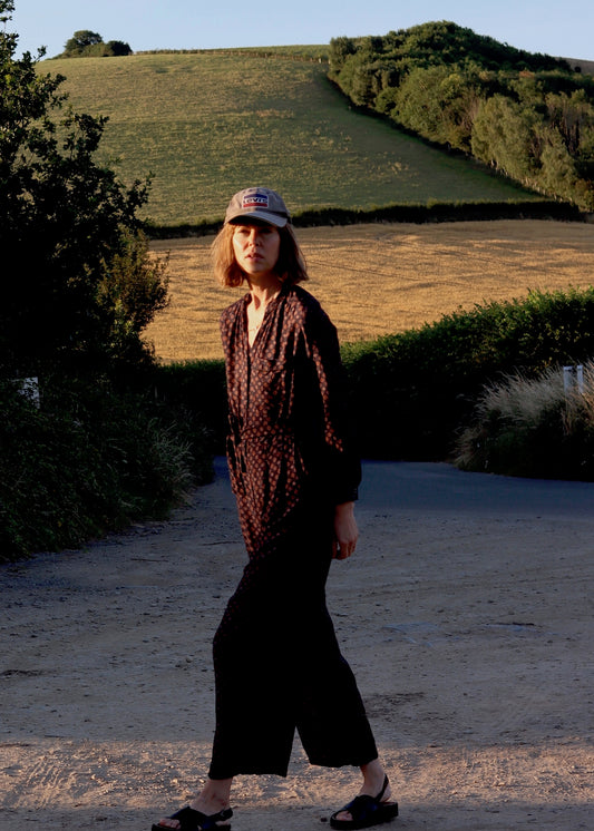 TOAST | Navy Diamond Foulard Jumpsuit